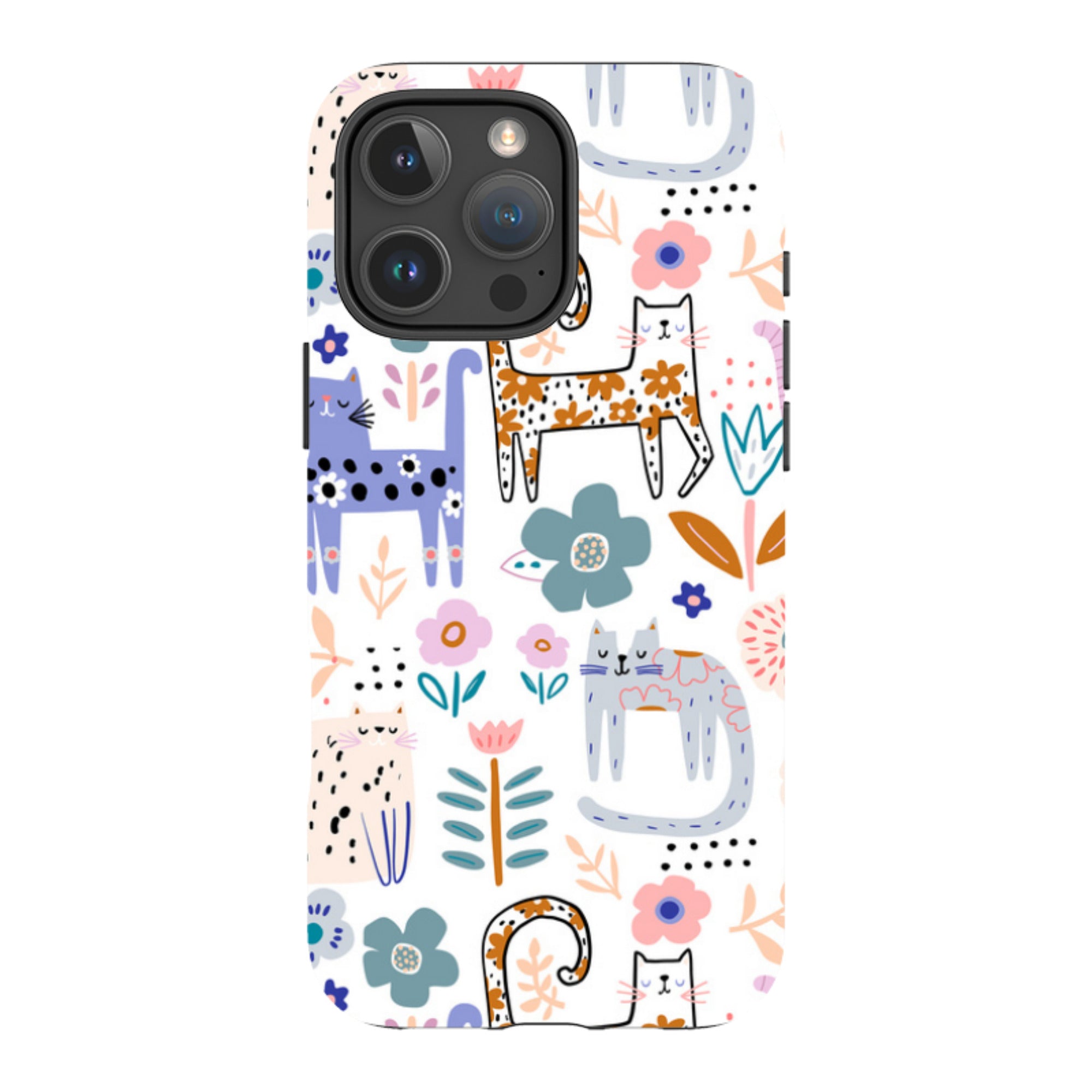 iPhone Tough Case - Floral Cats