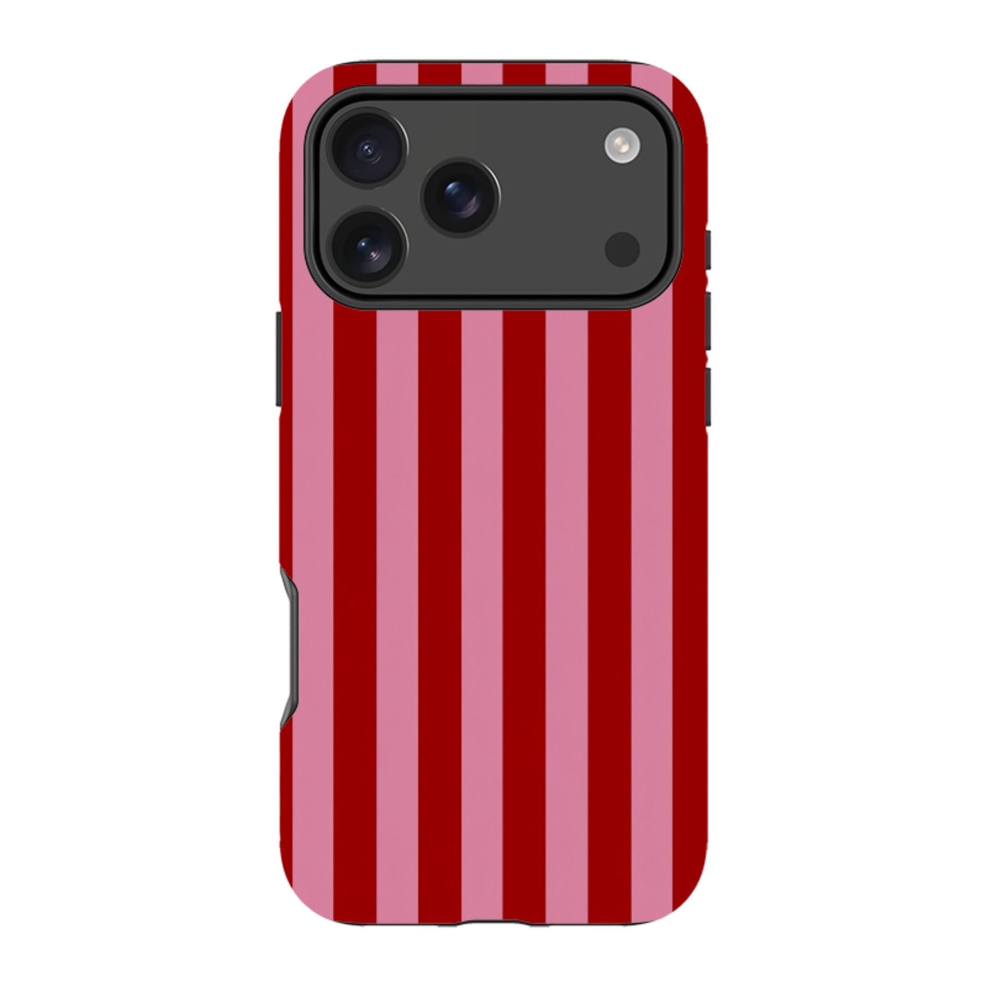 iPhone Tough Case - Burgundy & Pink Stripe