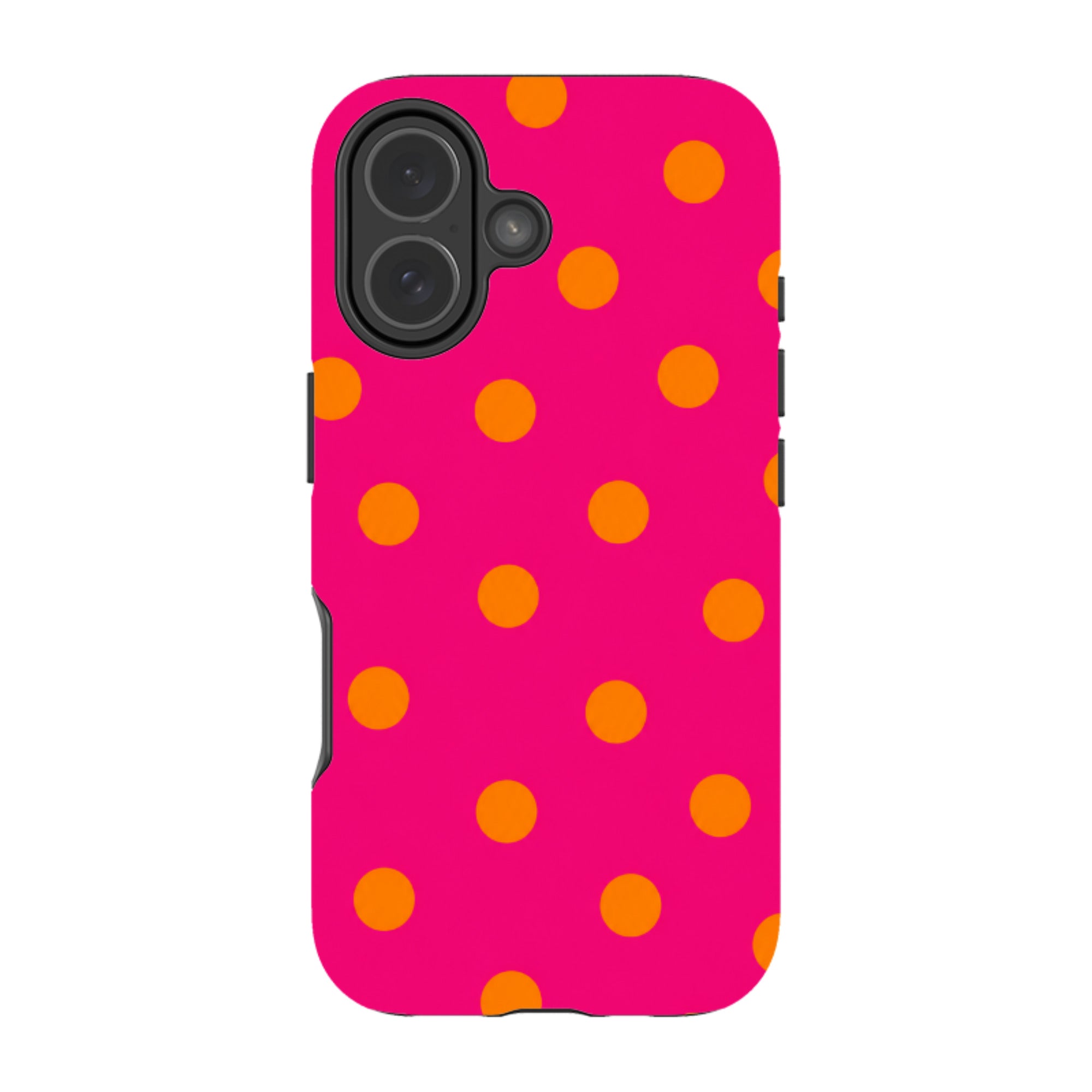 iPhone Tough Case - Hot Pink & Orange Polka Dot