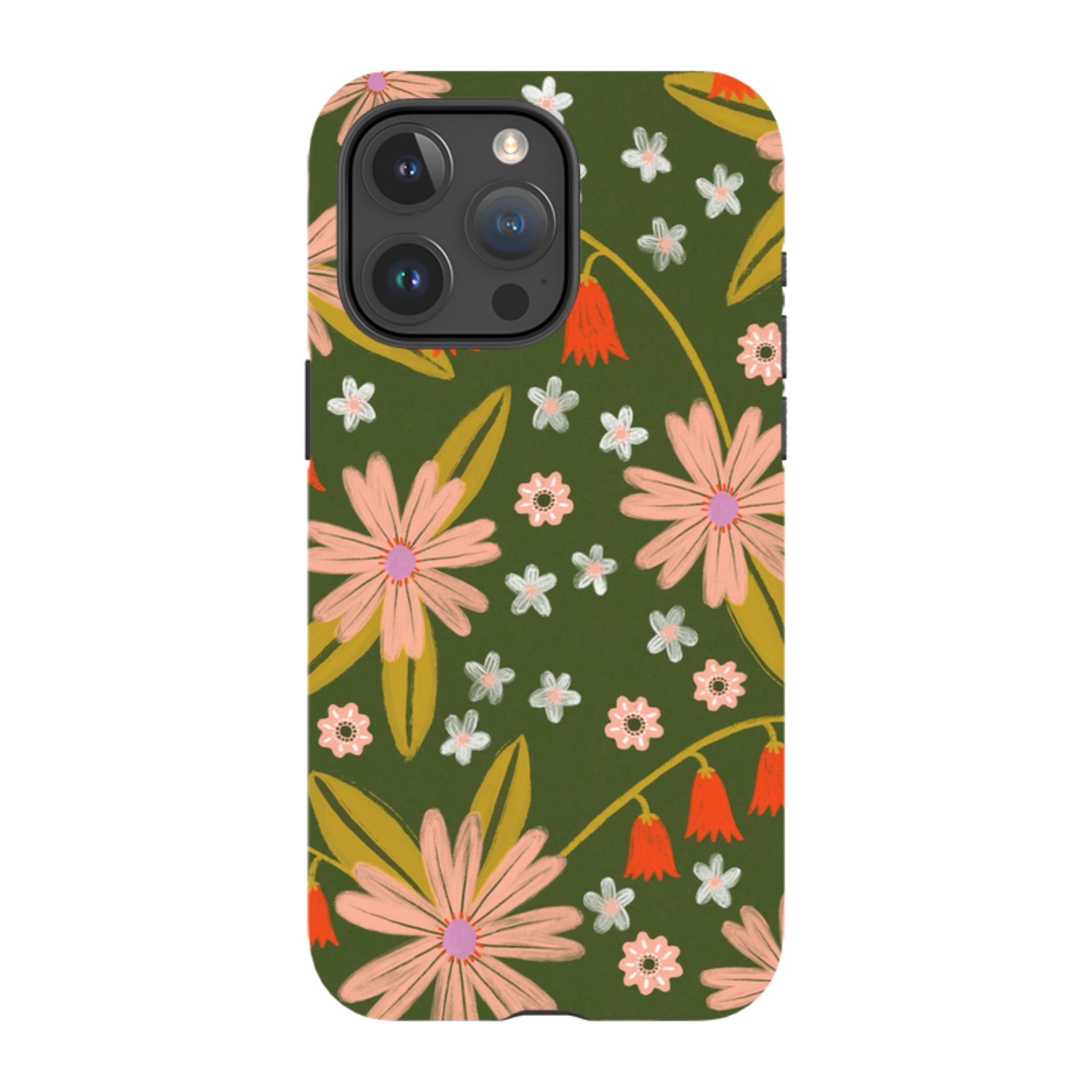 iPhone Tough Case - Red and Green Floral Pattern By Lee Foster Wilson