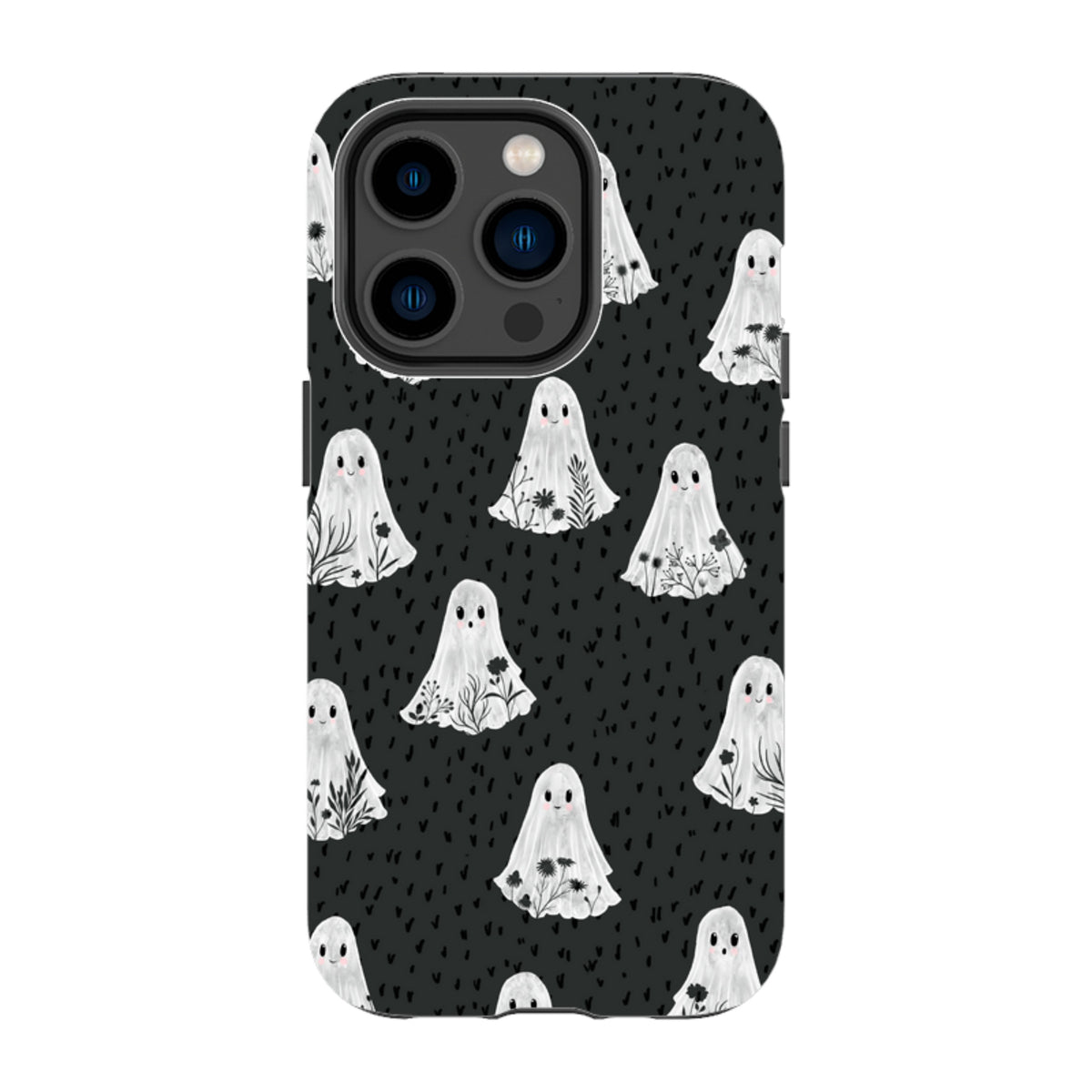 iPhone Tough Case - Floral Ghosts - Charcoal By Katherine Quinn