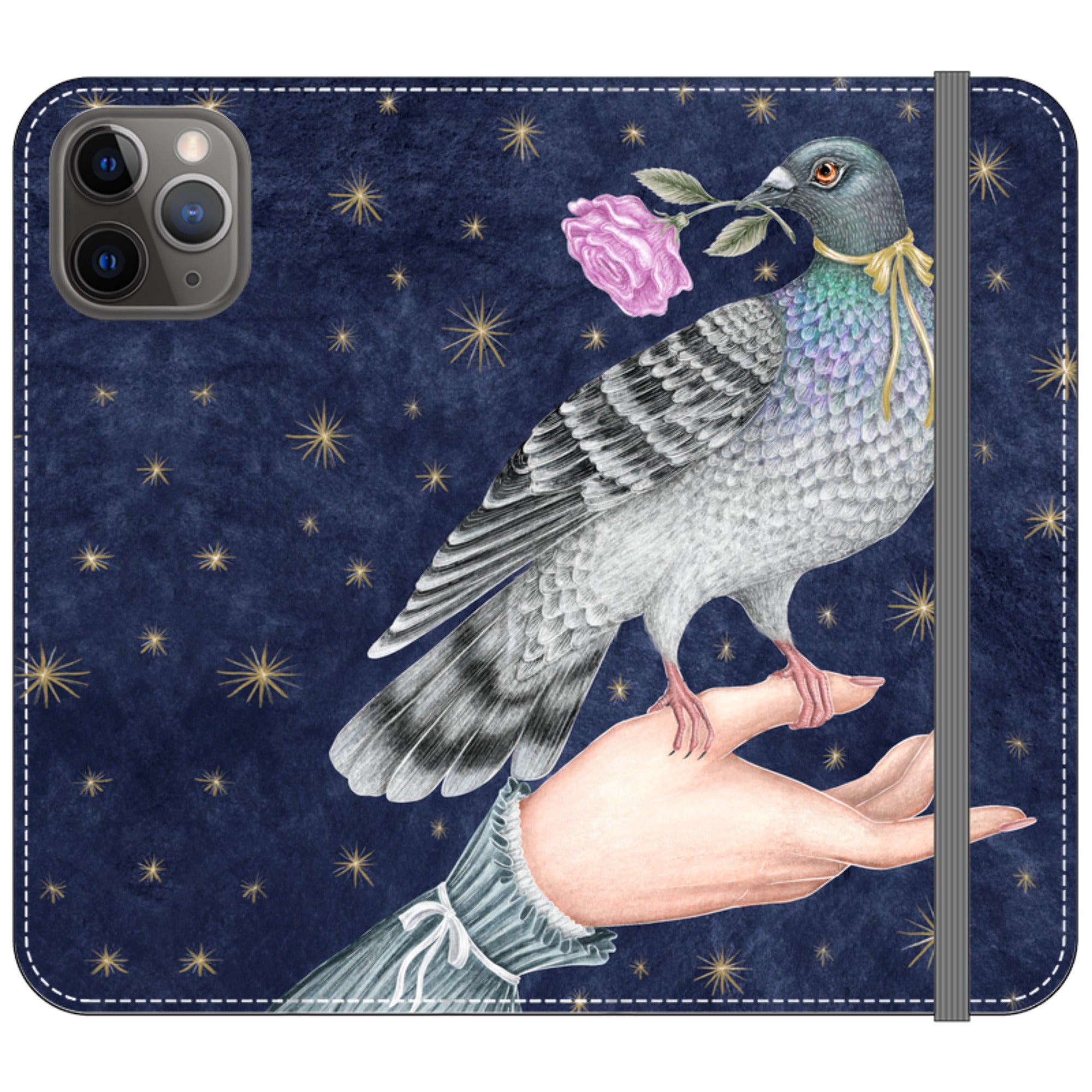 Pigeon With Rose Wallet Case By Catherine Rowe