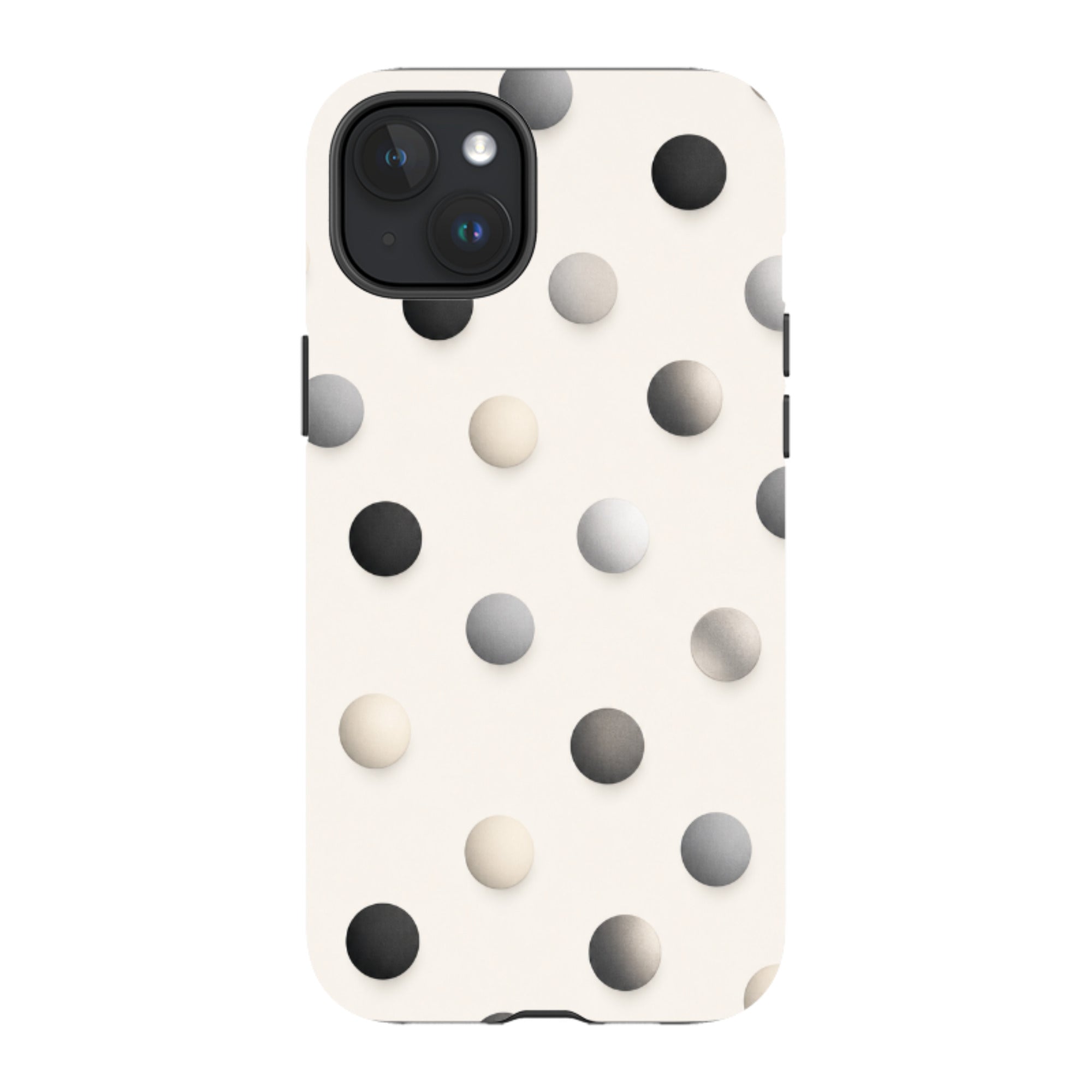 iPhone MagSafe Tough Case - Cream & Grey Polka Dot
