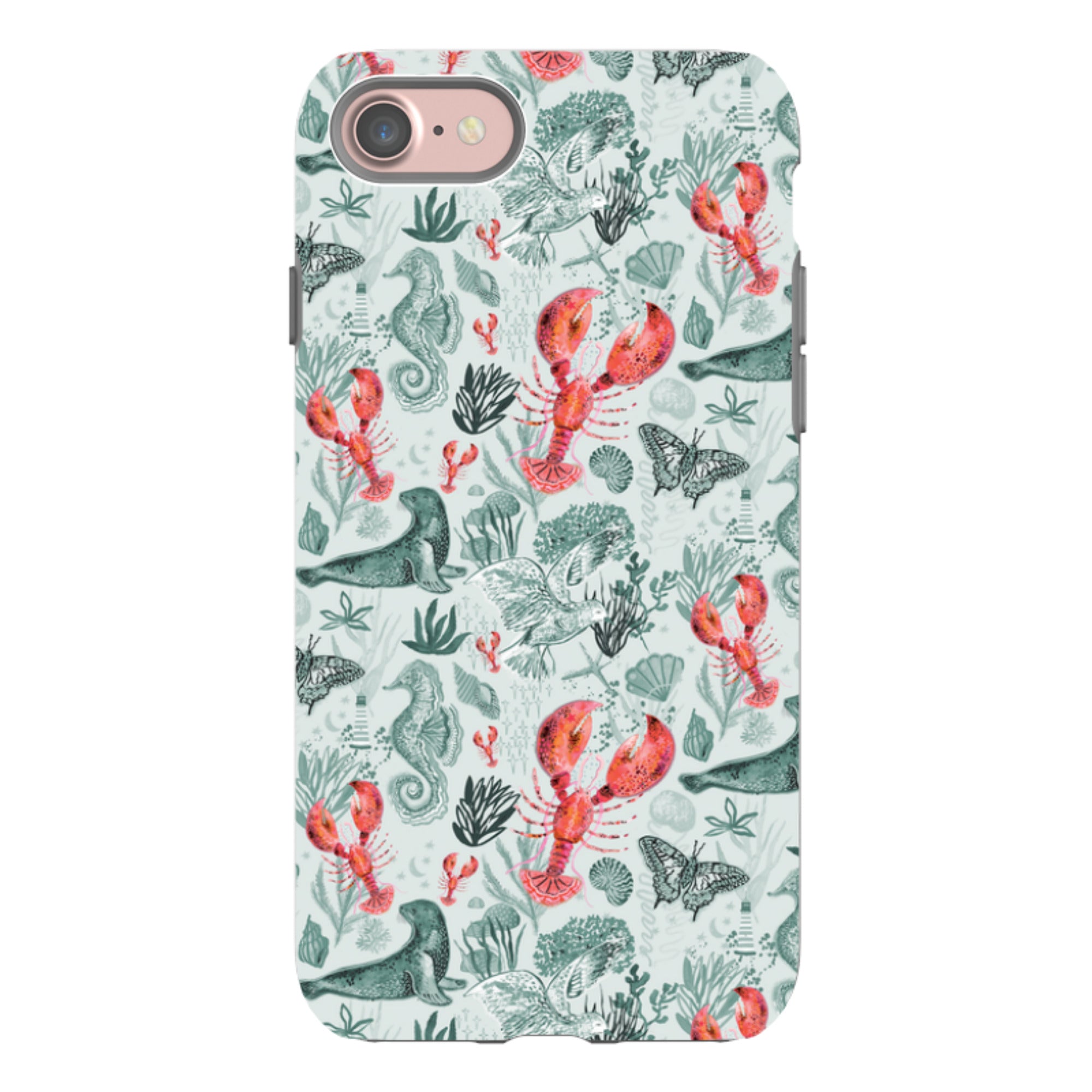 iPhone Case - Teal Seals and Lovely Lobsters By Emma Frances Grant