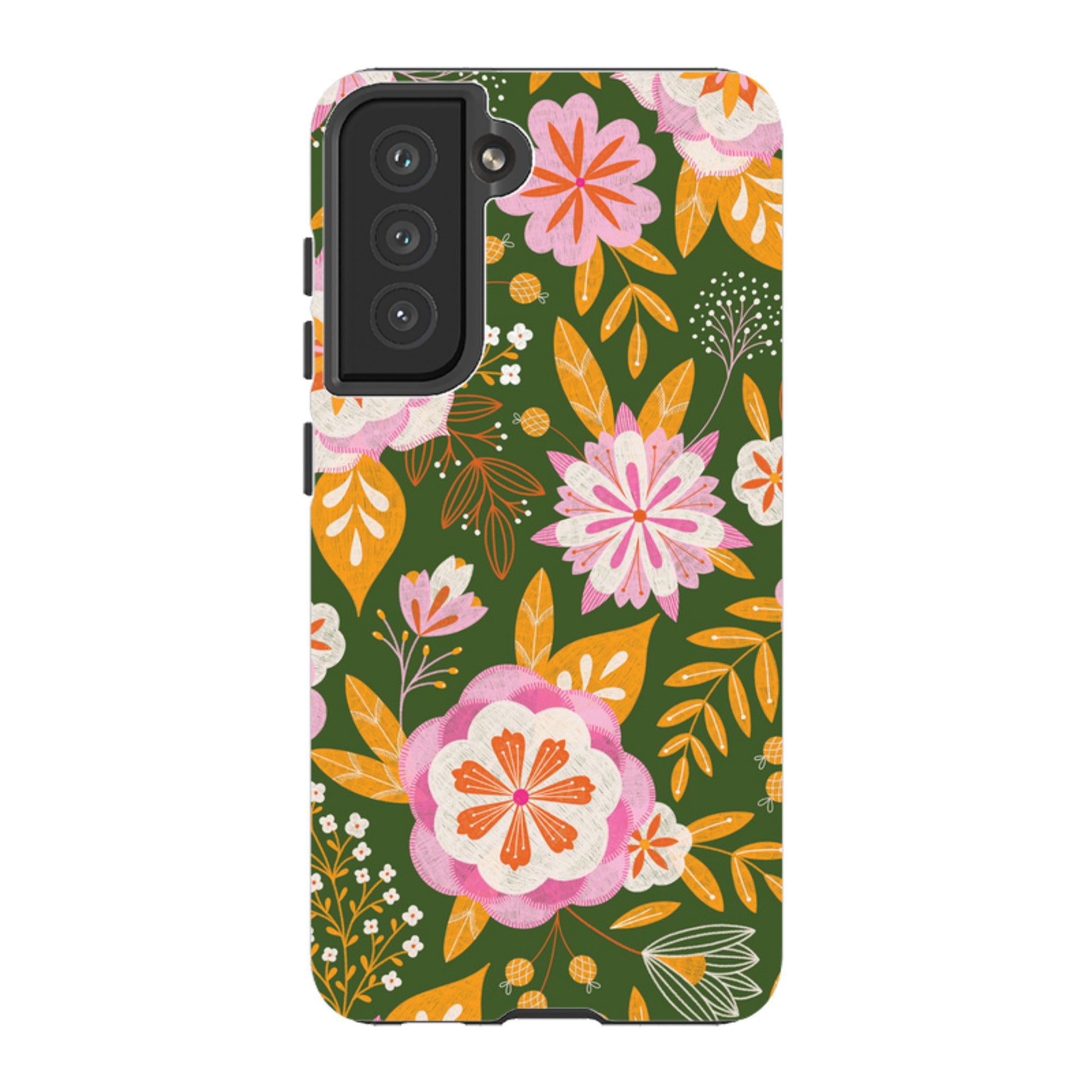Samsung Tough Case - Big Bold Blooms Green By Jenny Zemanek
