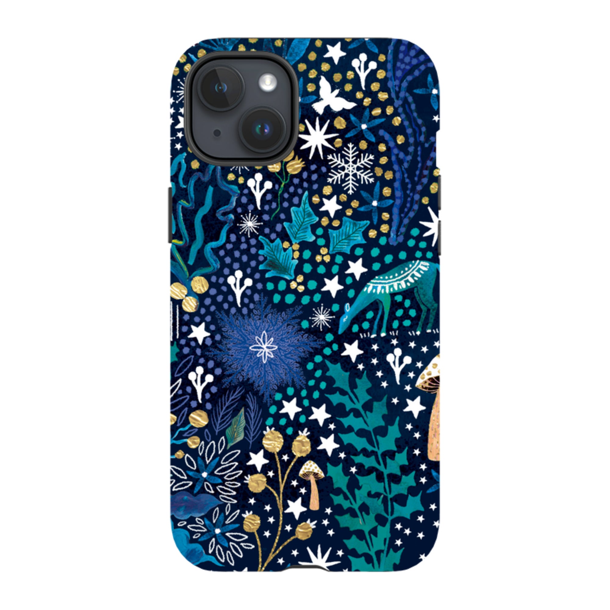 iPhone Tough Case - Winter Flowers Teal By Emma Frances Grant