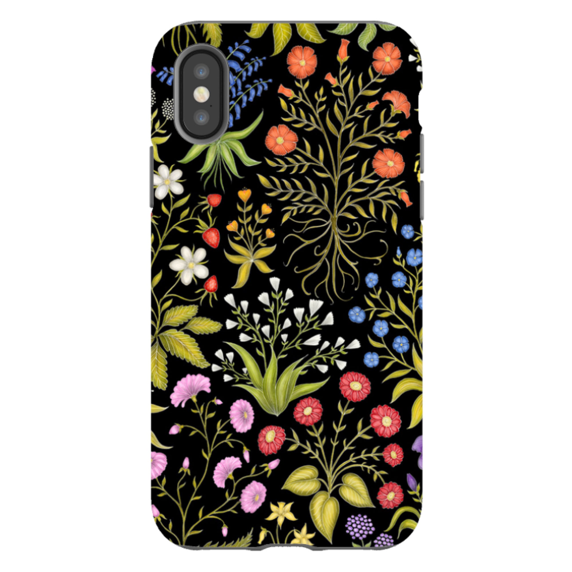 iPhone Tough Case - Fleurs Black By Catherine Rowe