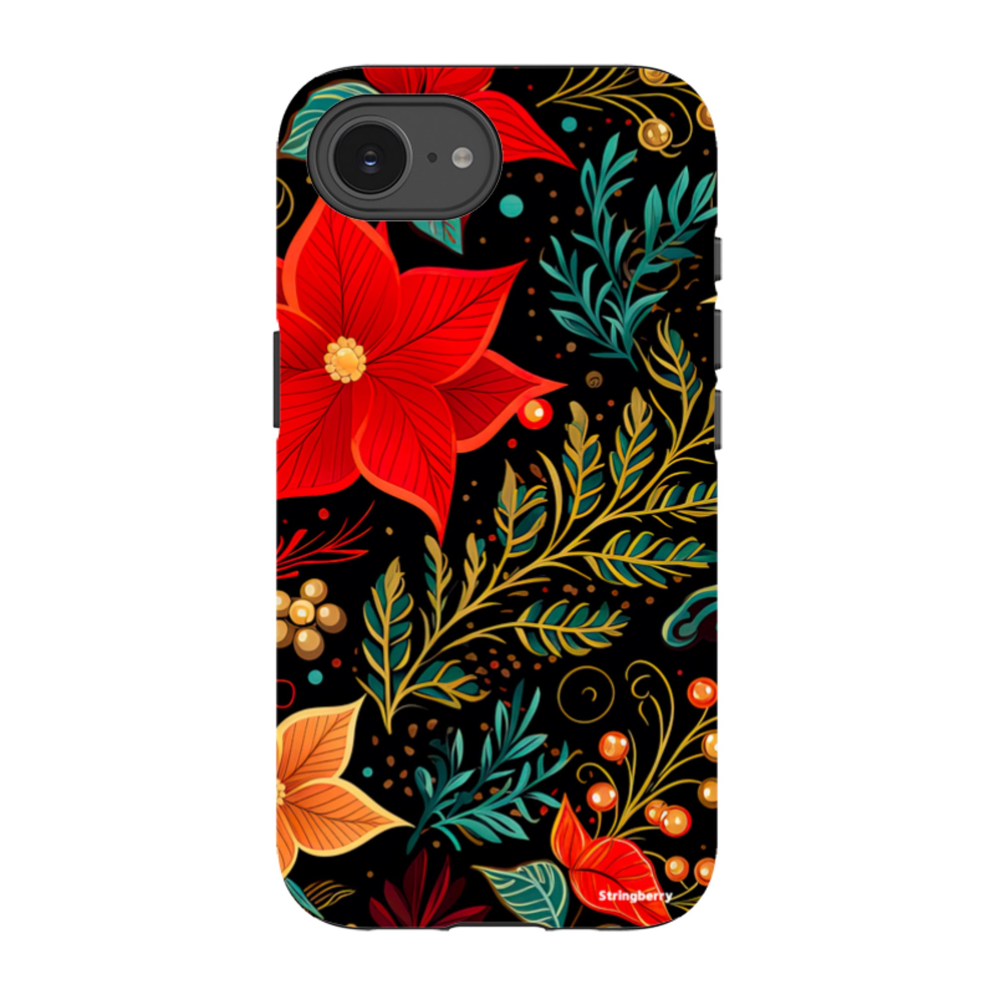 iPhone Tough Case - Red Winter Floral II
