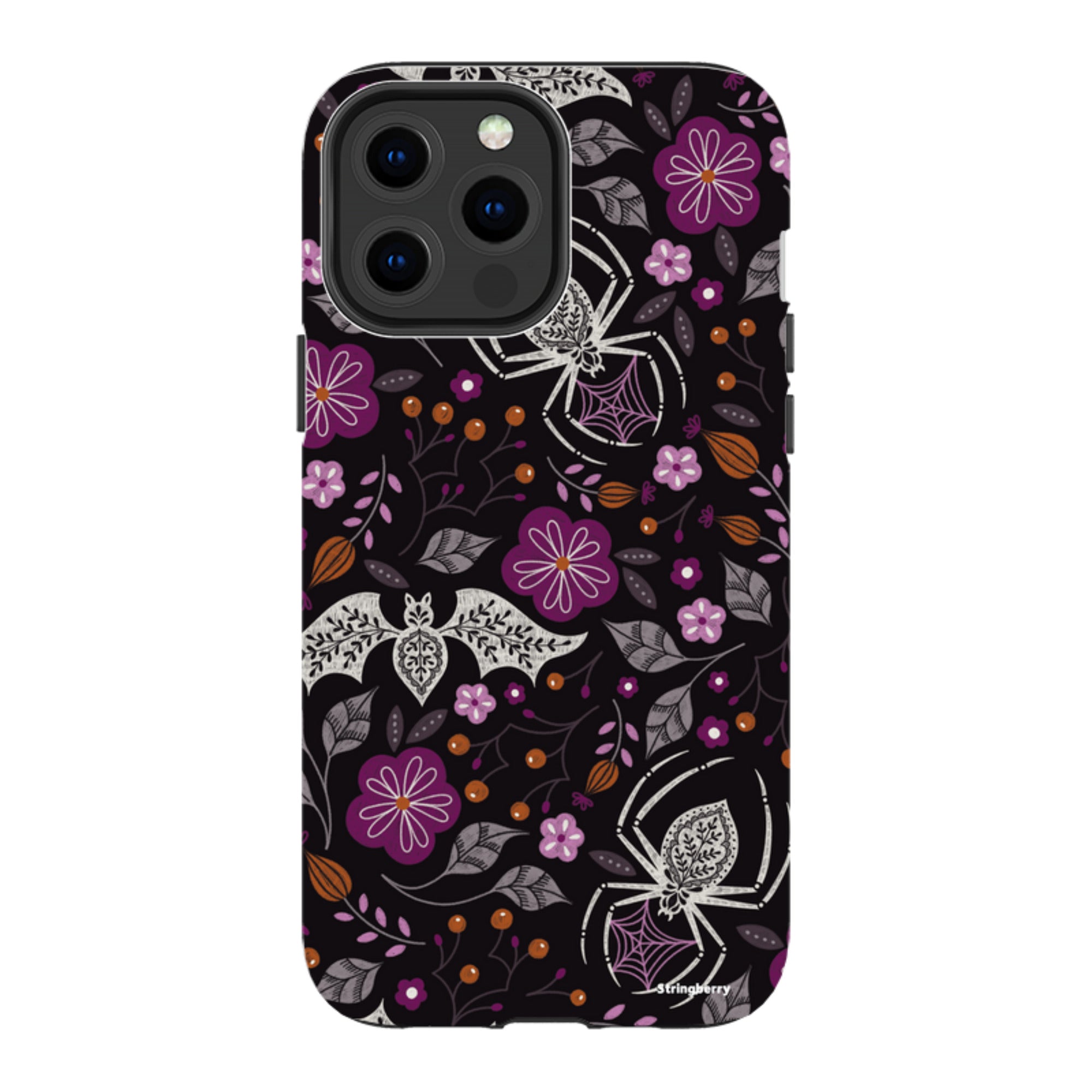 iPhone MagSafe Tough Case -  Spider Bat Pattern Black By Jenny Zemanek