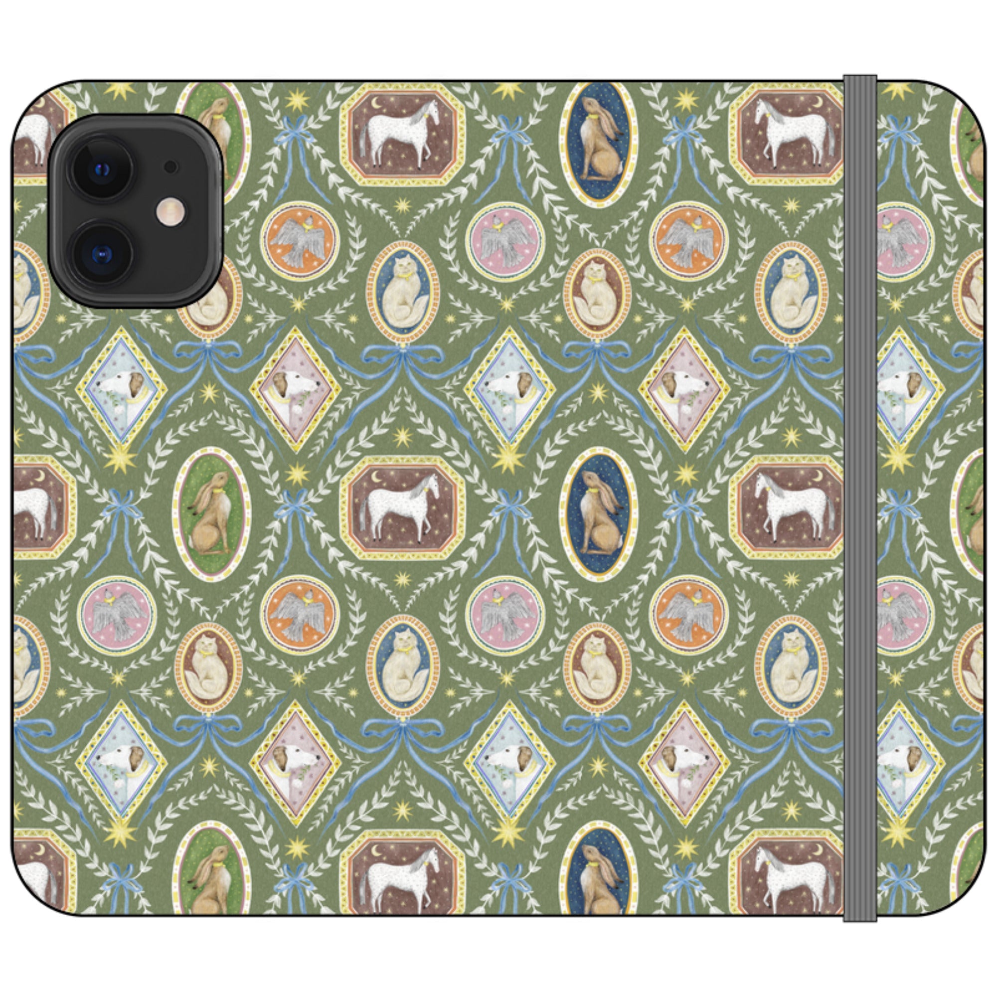 Charleston Moss Green Wallet Case By Catherine Rowe