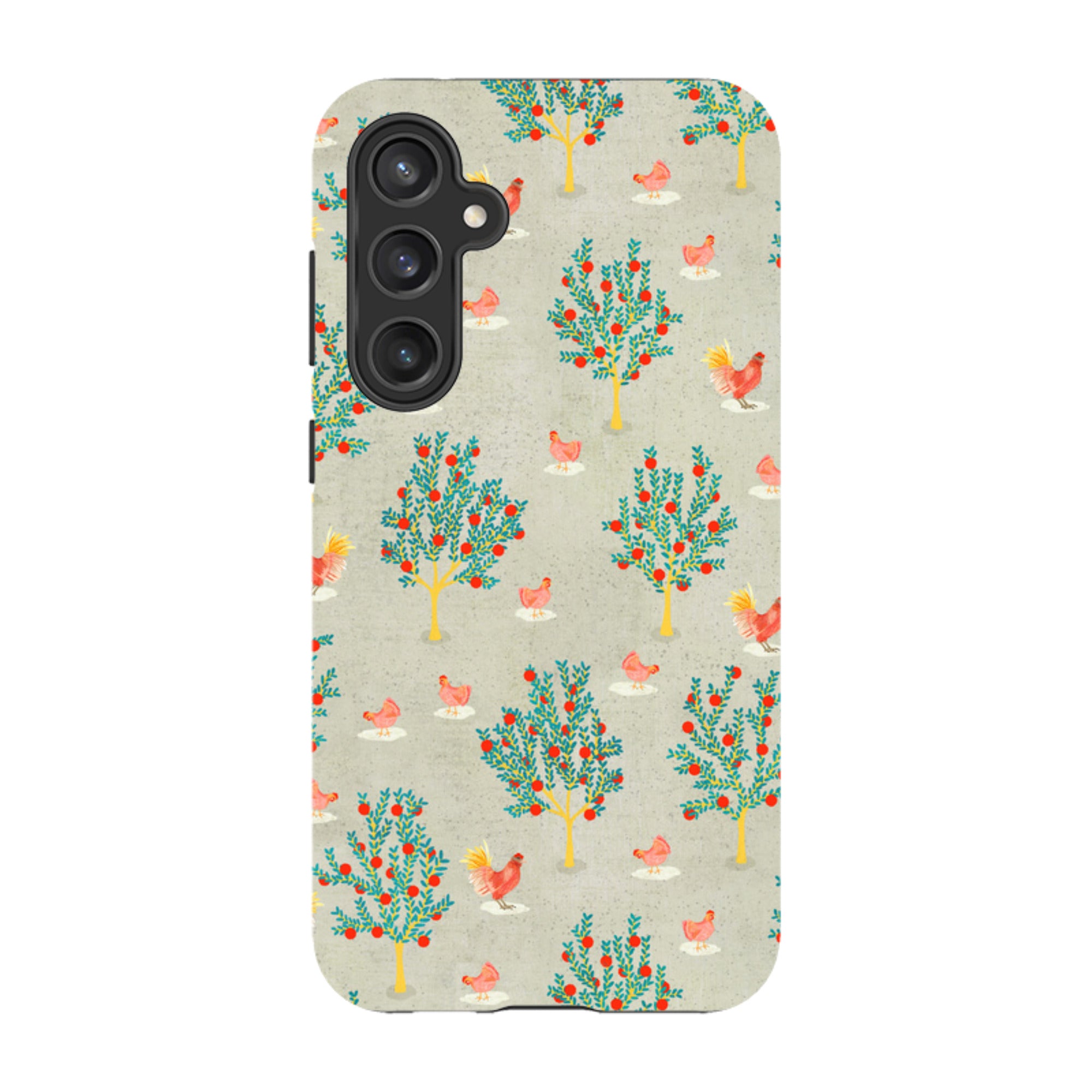 Samsung Tough Case - Apple Trees And Chickens Grey By Katherine Quinn