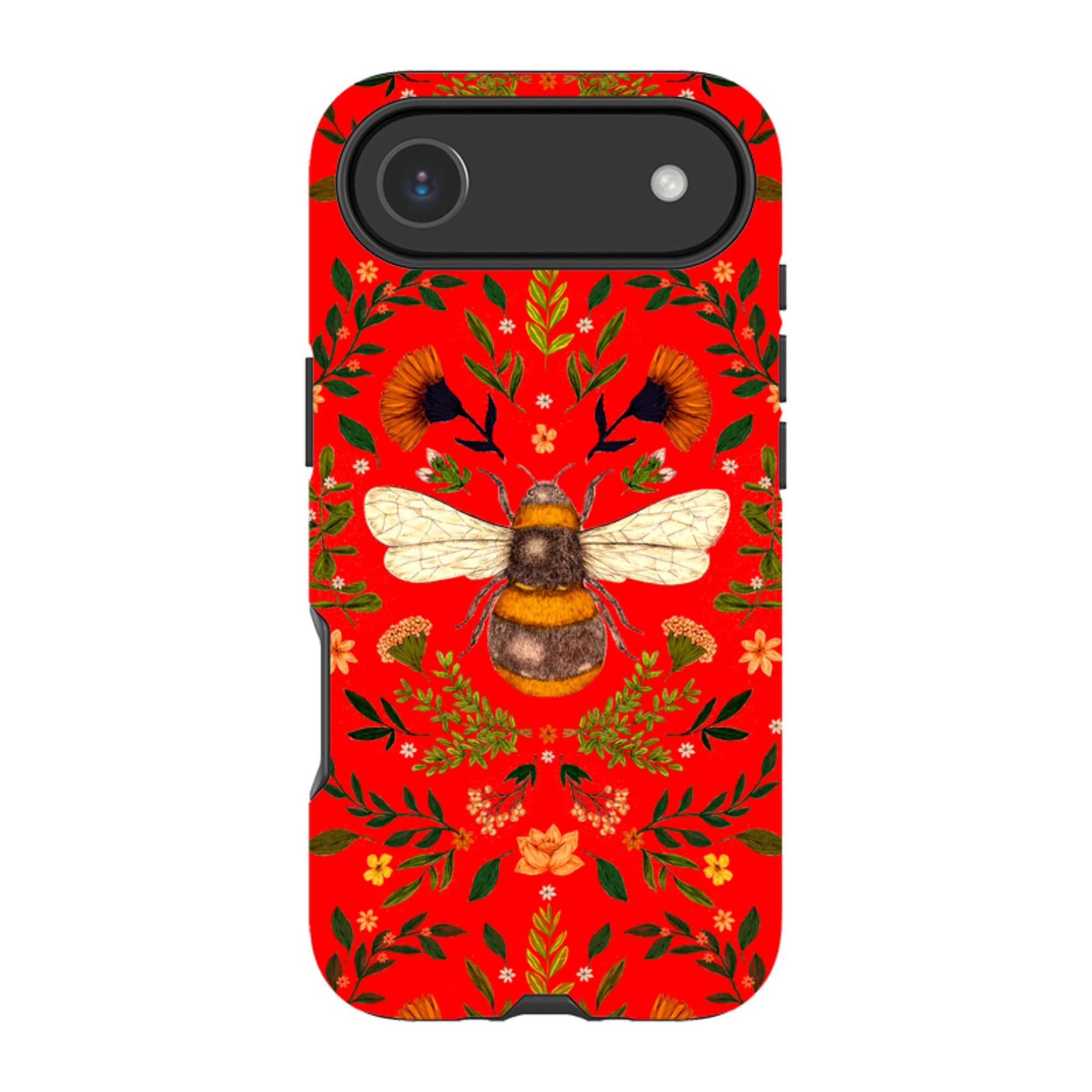 iPhone Tough Case - Botanical Bee Red By Jade Mosinski