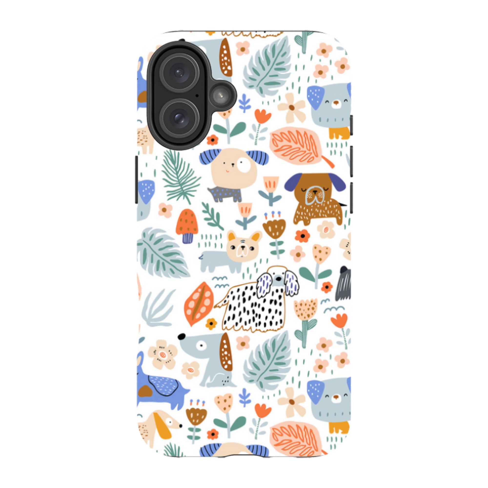 iPhone Tough Case - Dog Floral Pattern