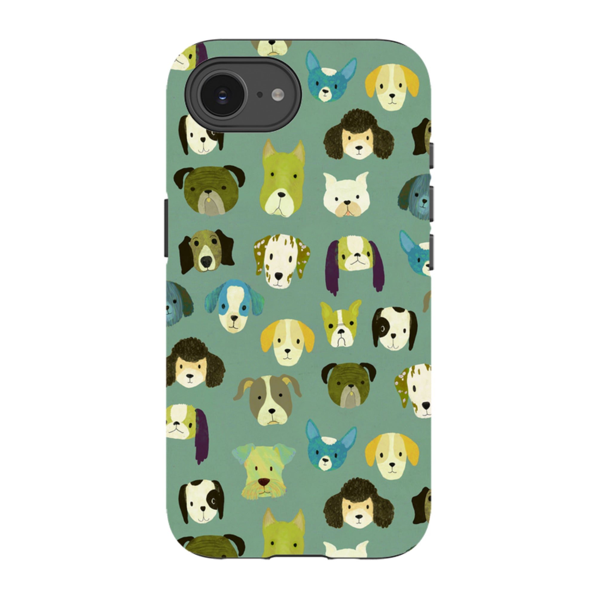 iPhone Tough Case - Dog Heads Green By Katherine Quinn