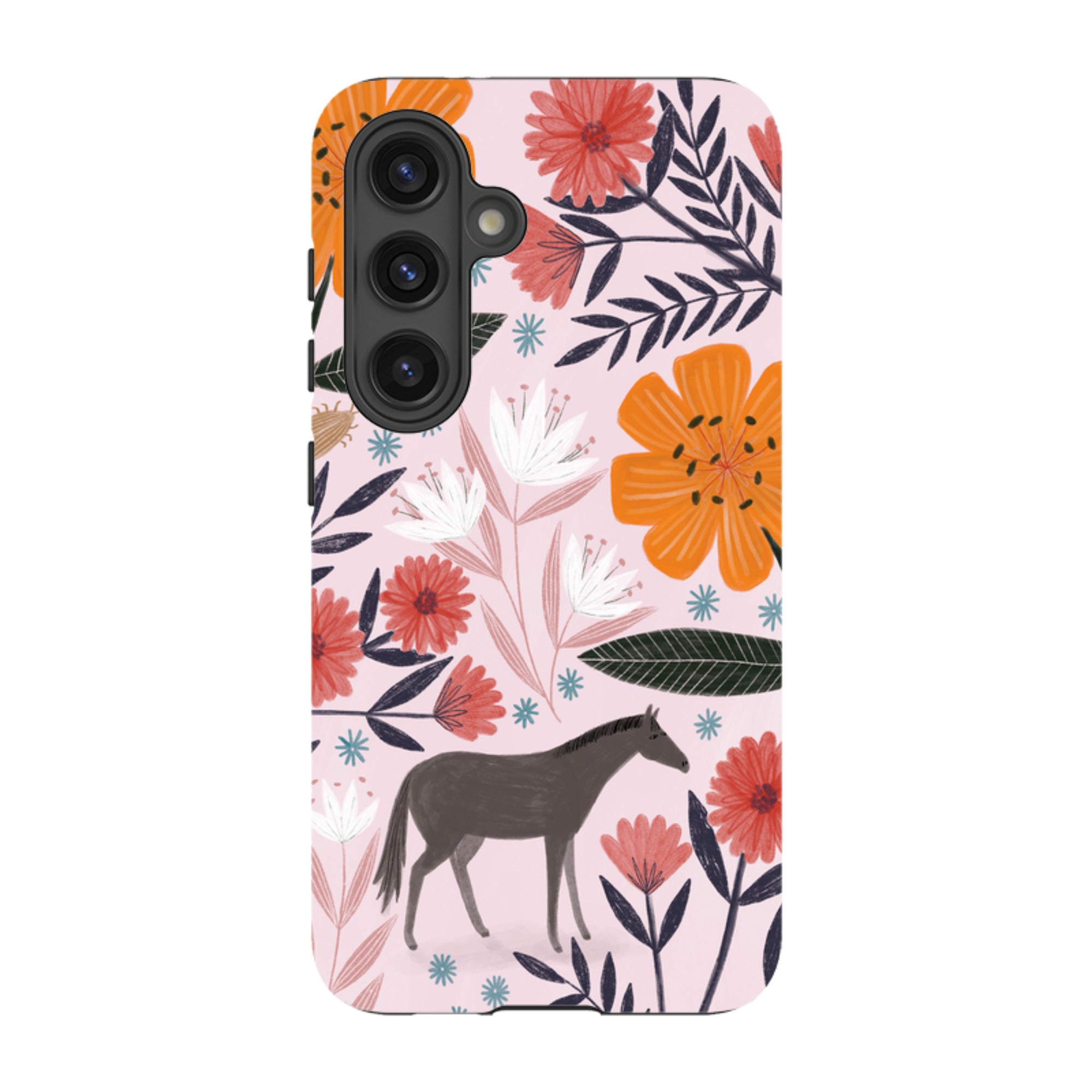 Samsung Tough Case - Pink Horse Floral By Lee Foster Wilson