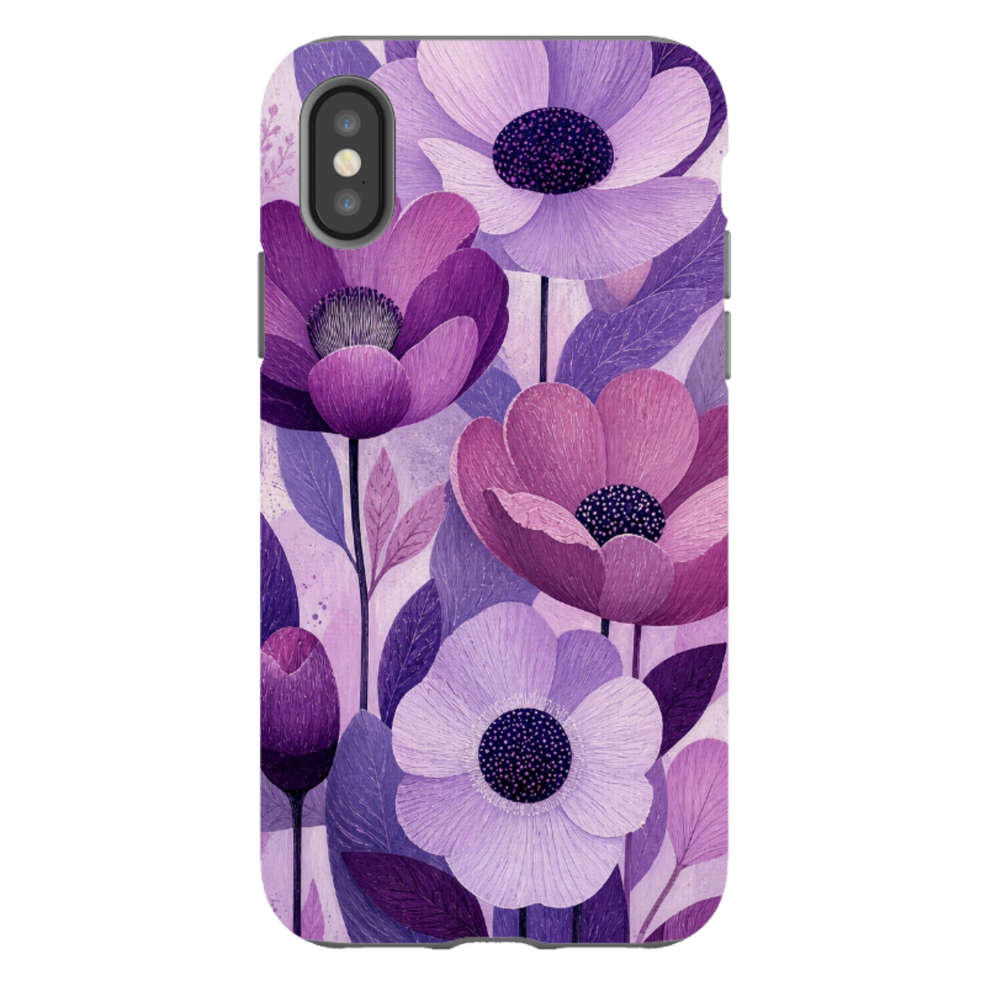 iPhone Tough Case - Purple Woodgrain Floral