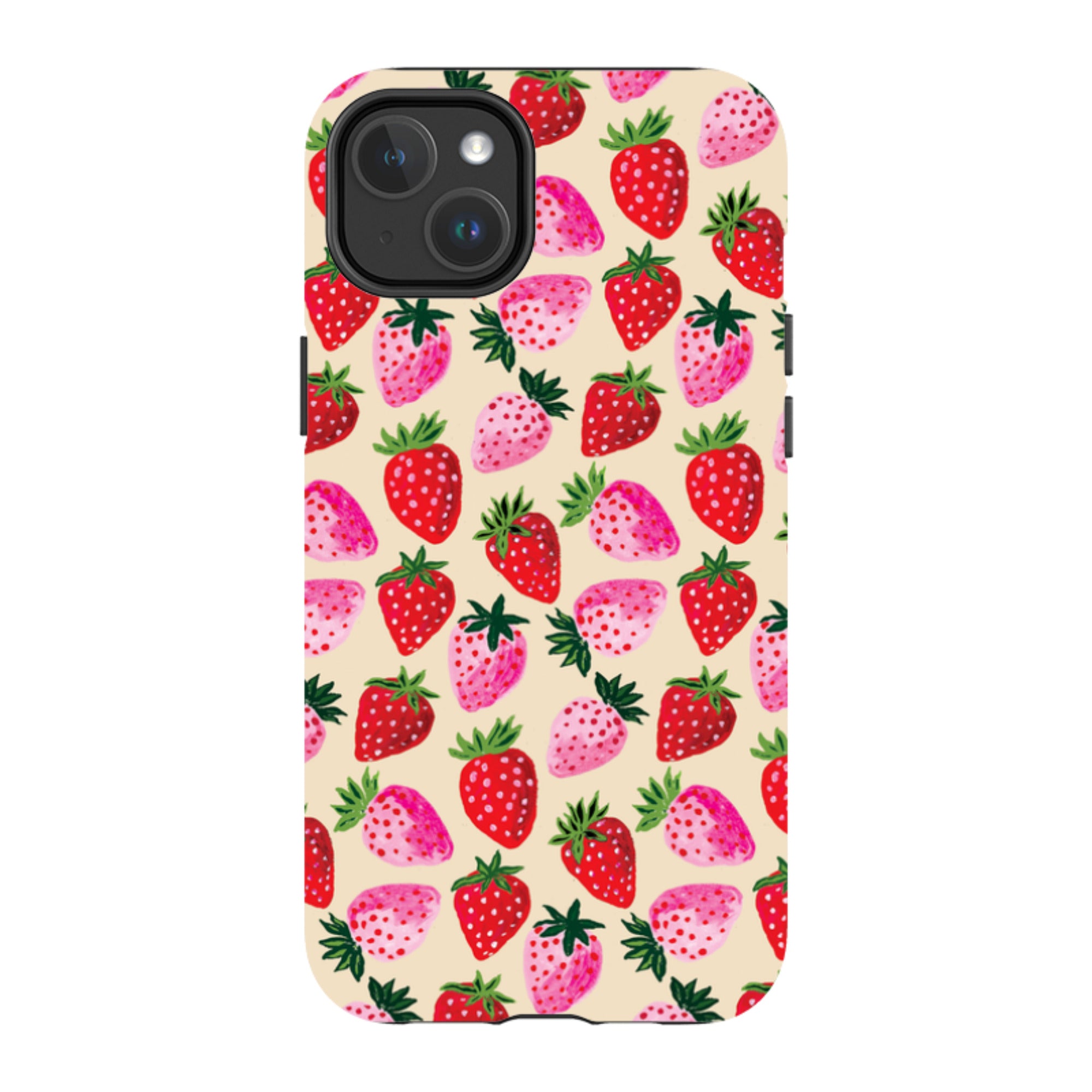 iPhone MagSafe Tough Case - Strawberry Scatter Cream By Emma Frances Grant