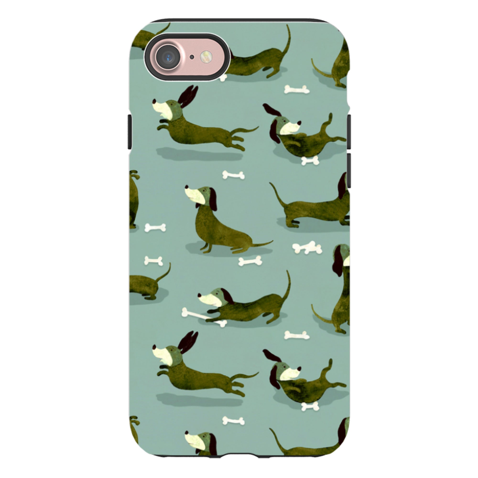 iPhone Tough Case - Dash Dogs Green By Katherine Quinn