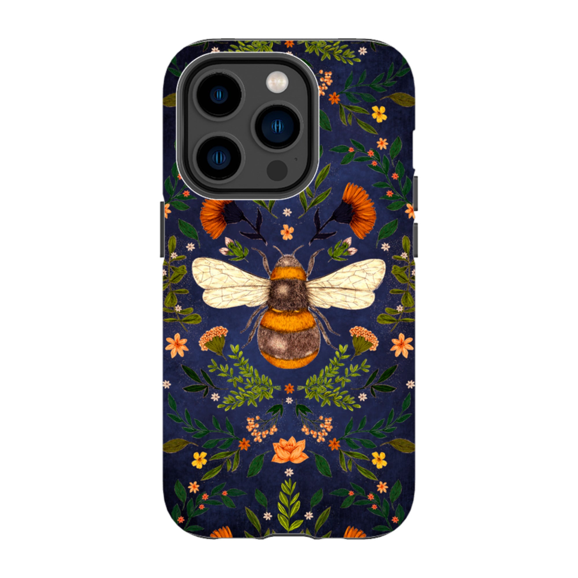 iPhone MagSafe Tough Case -  Botanical Bee Blue By Jade Mosinski