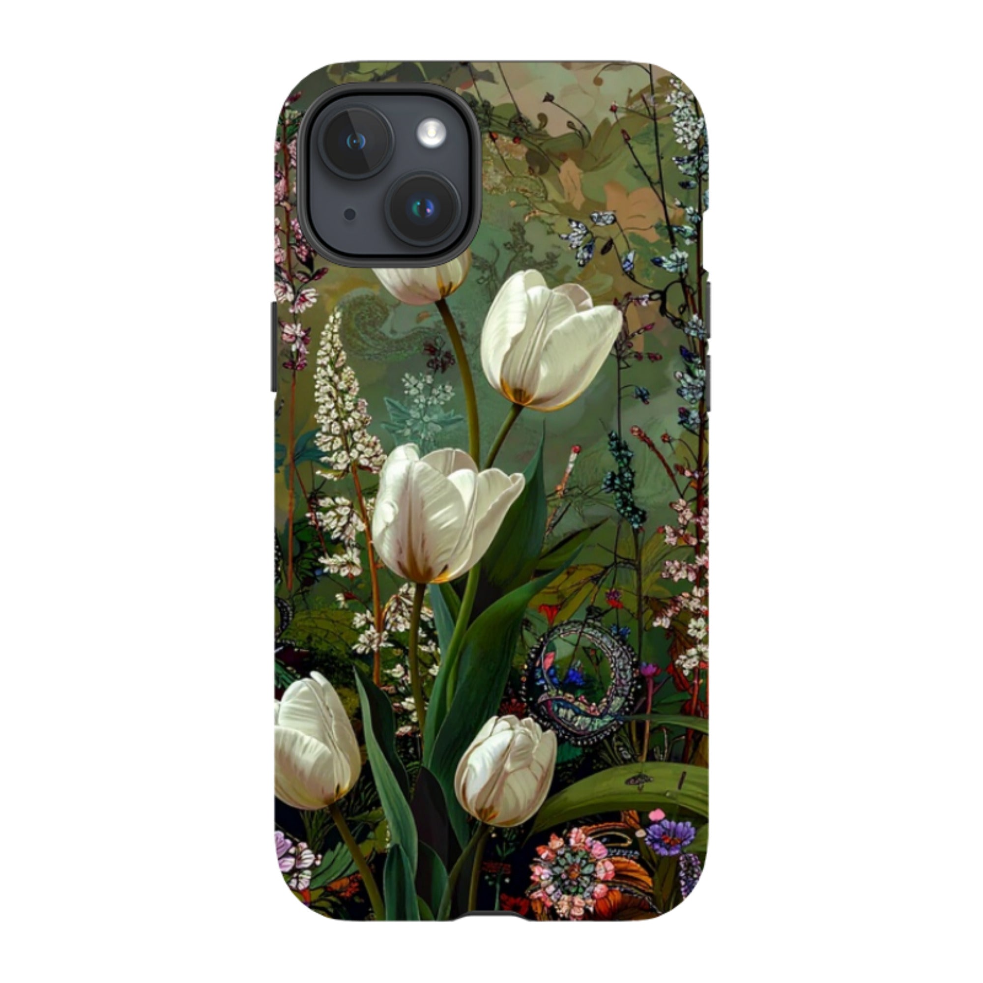 iPhone MagSafe Tough Case - Green Vyne White Tulips