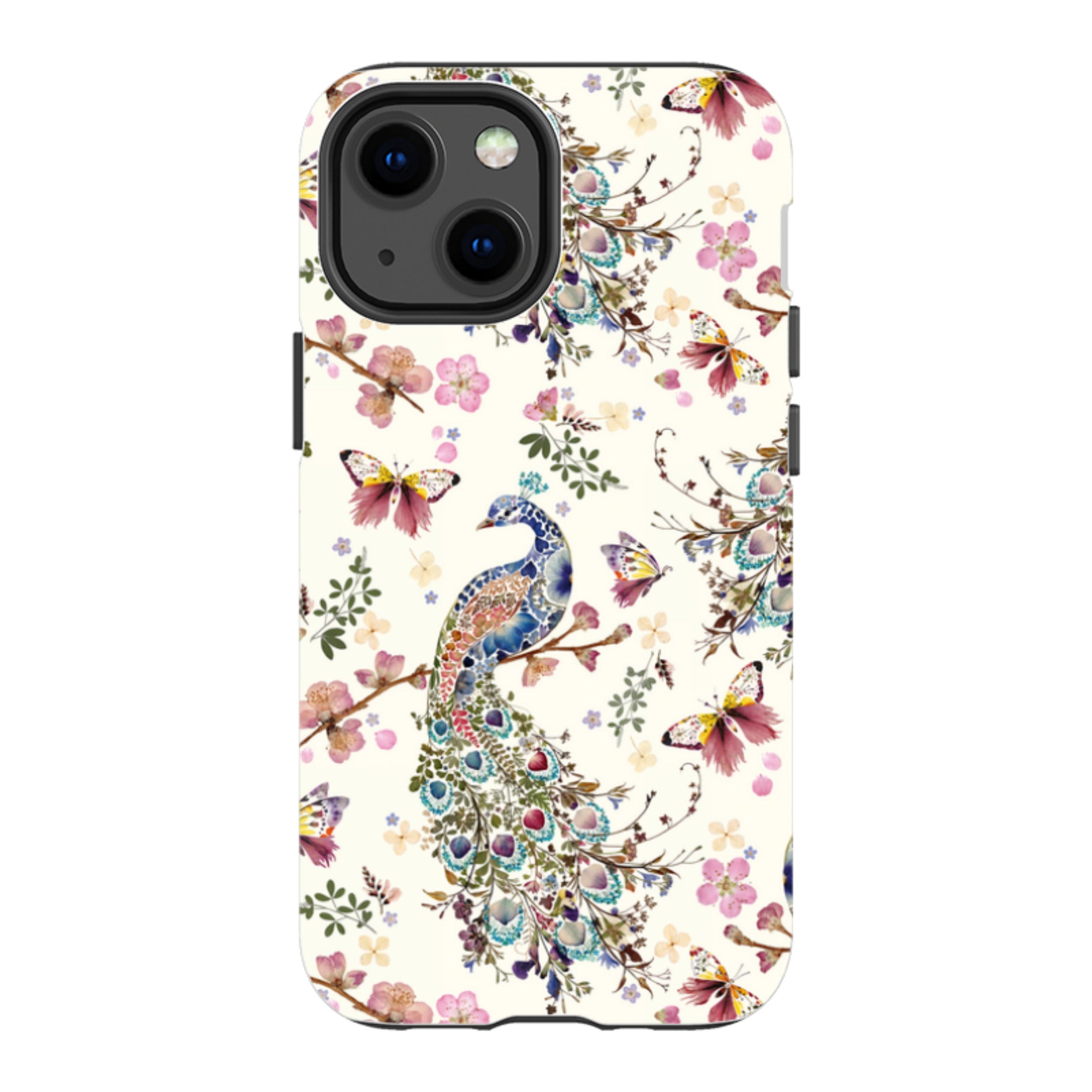 iPhone Tough Case - Peacock and Cherry Blossoms By Helen Ahpornsiri