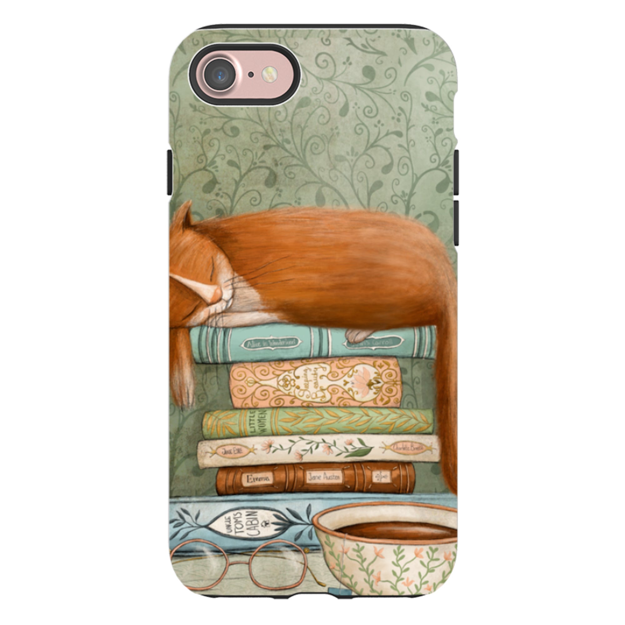 iPhone Tough Case - Cat and Books By Maja Lindberg