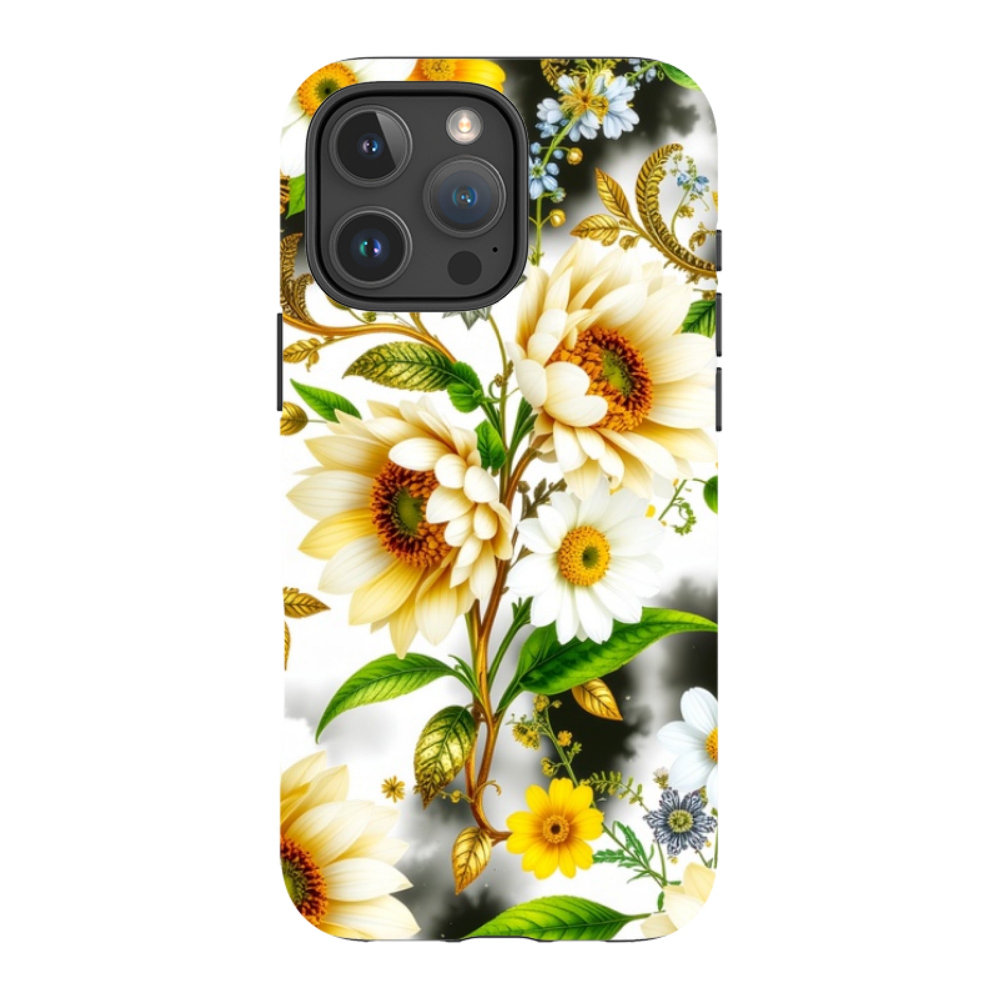 iPhone MagSafe Tough Case - Gold Flowers