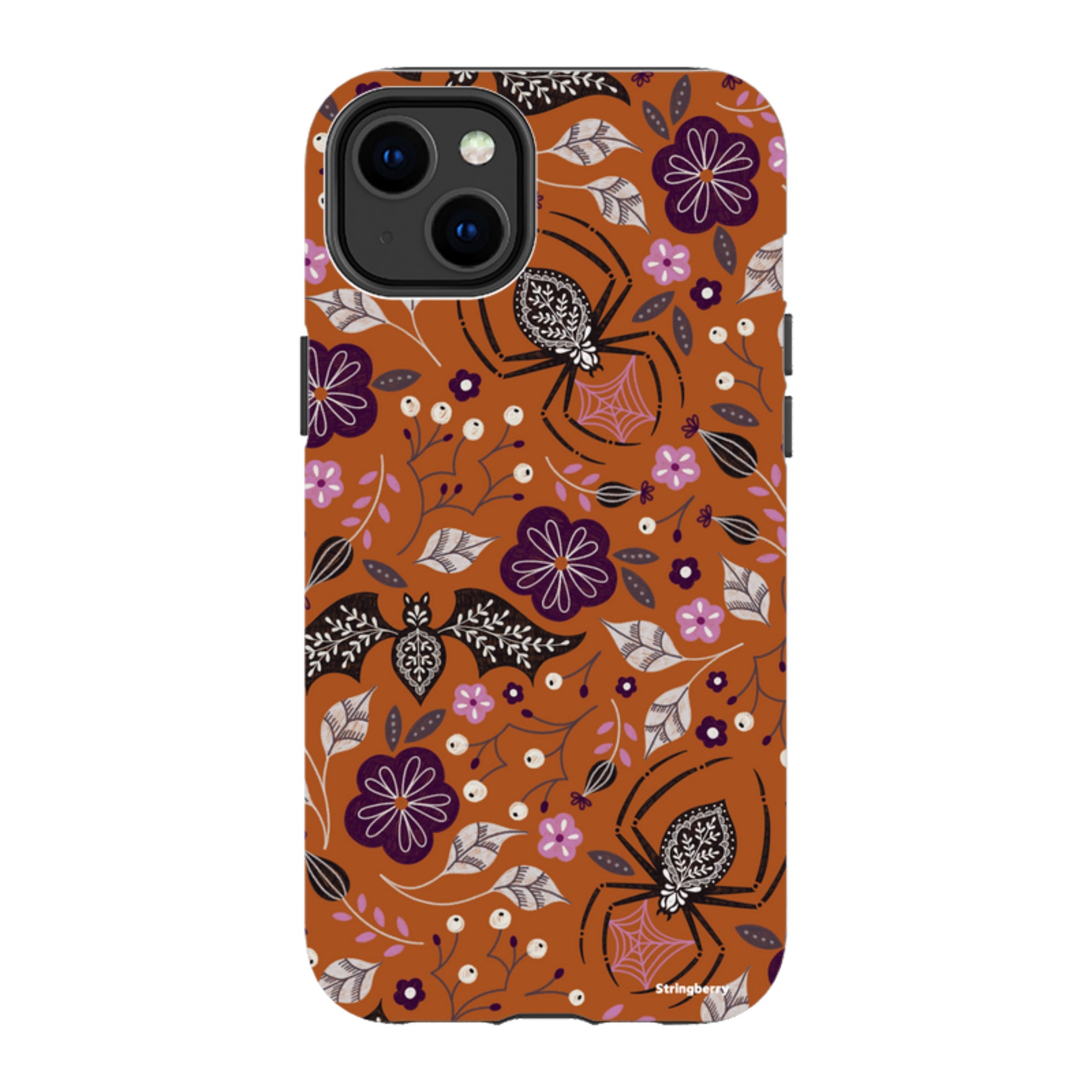 iPhone MagSafe Tough Case -  Spider Bat Pattern Orange By Jenny Zemanek