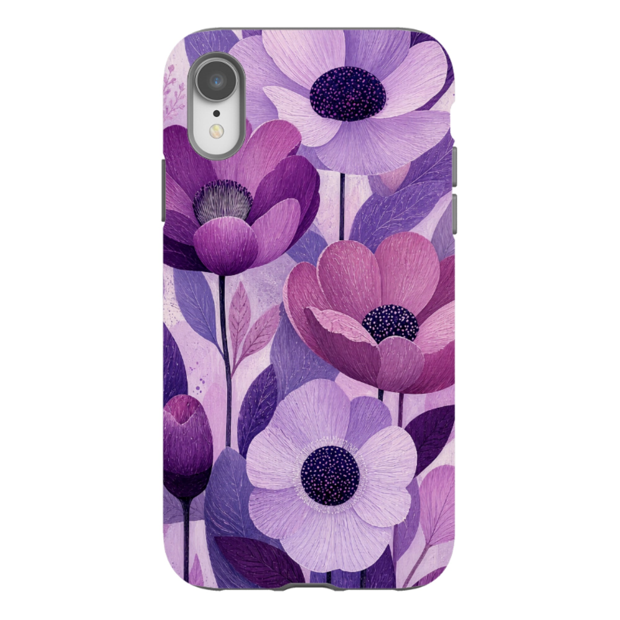 iPhone Tough Case - Purple Woodgrain Floral
