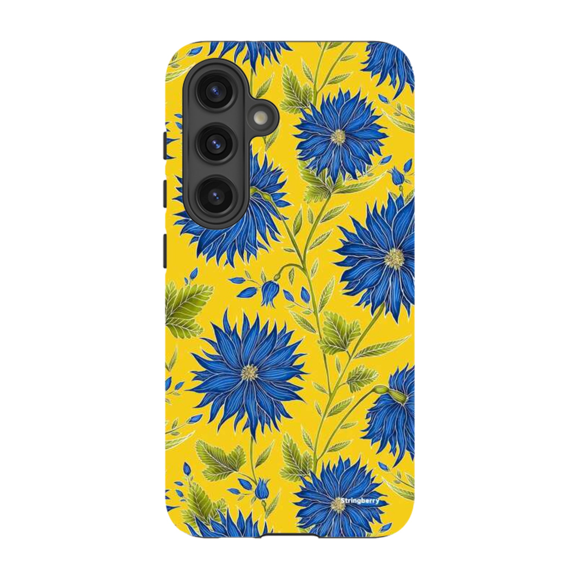 Samsung Tough Case - Blue Flowers Yellow By Catherine Rowe