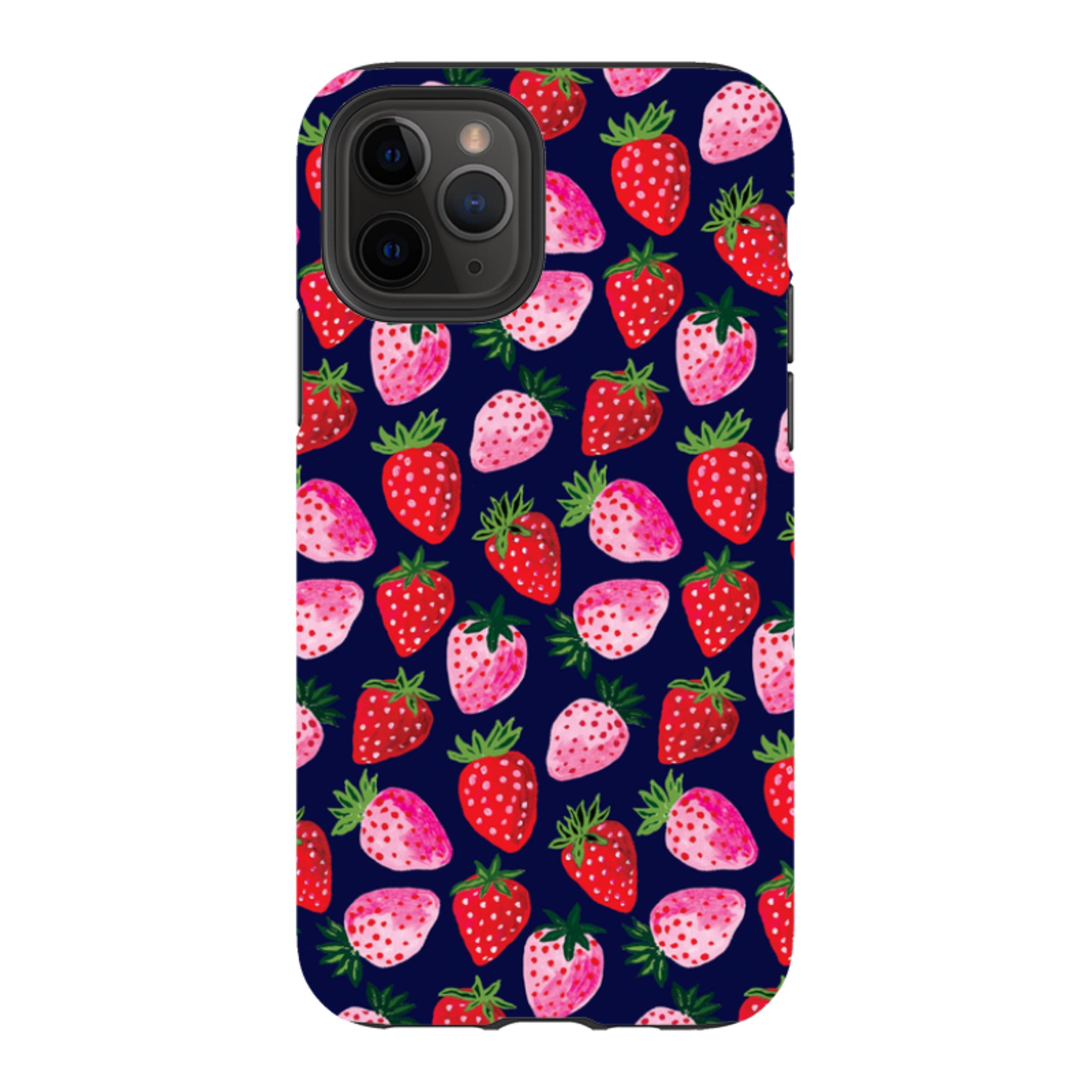 iPhone Tough Case - Strawberry Scatter Navy By Emma Frances Grant