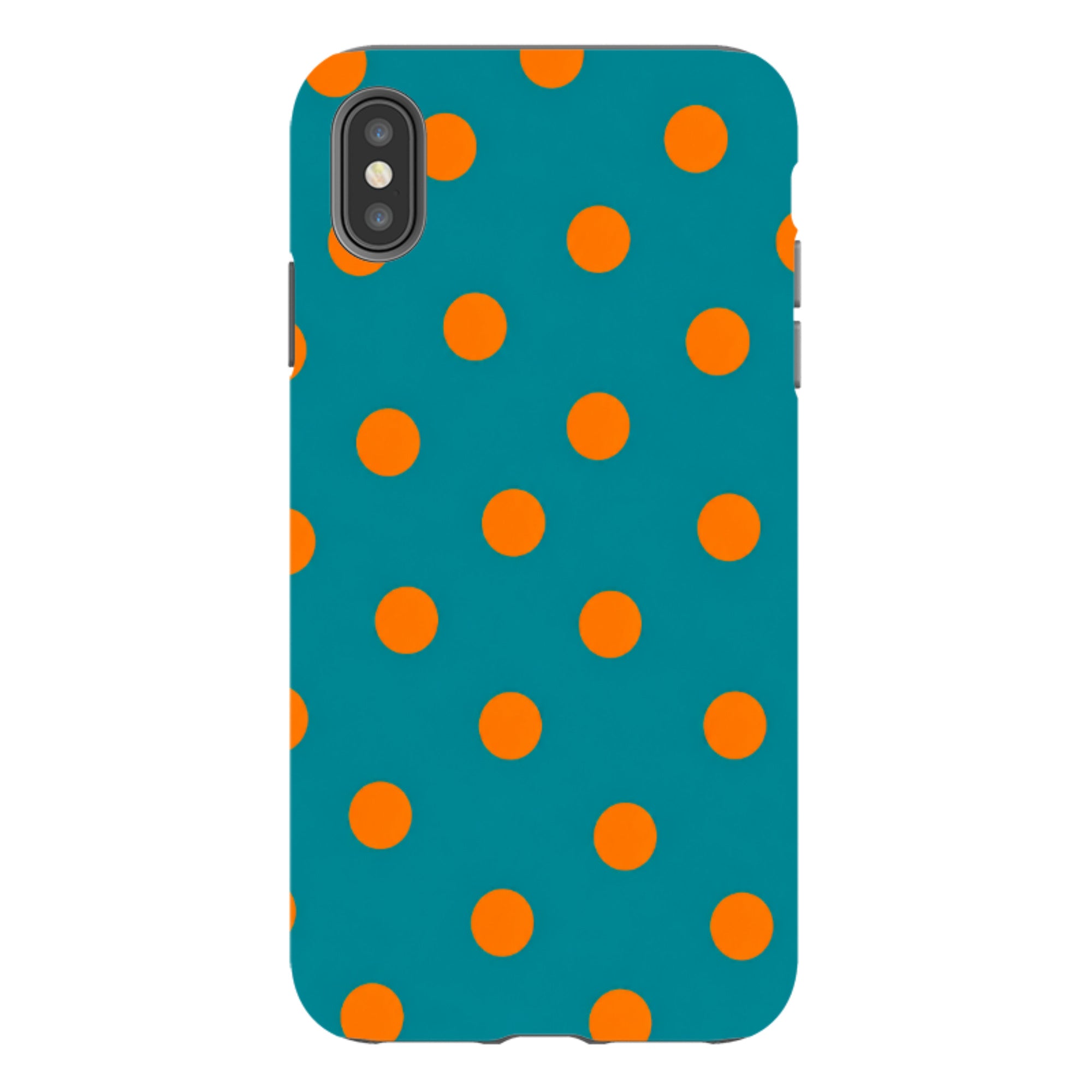 iPhone Tough Case - Teal & Orange Polka Dot