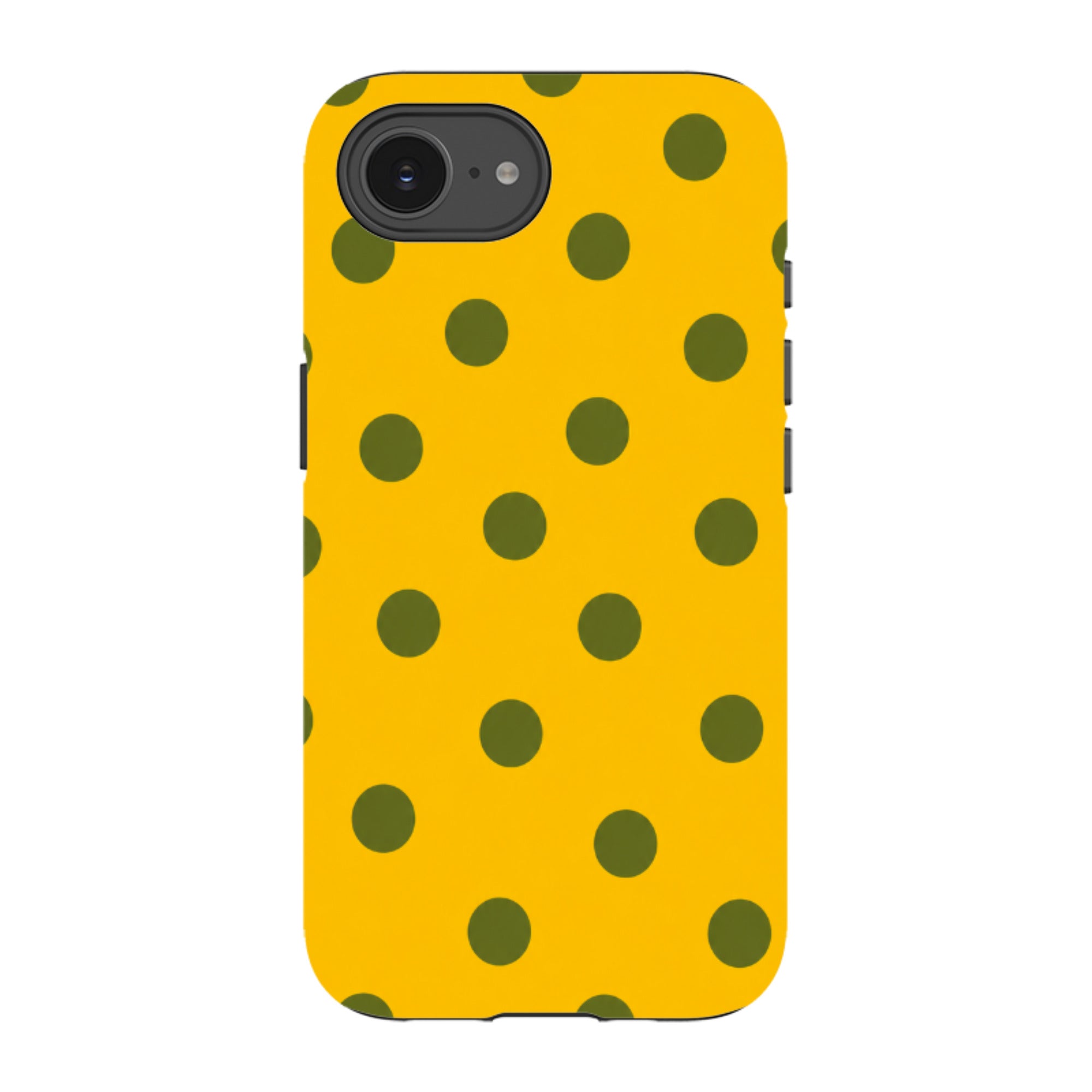 iPhone Tough Case - Mustard Yellow & Olive Green Polka Dot