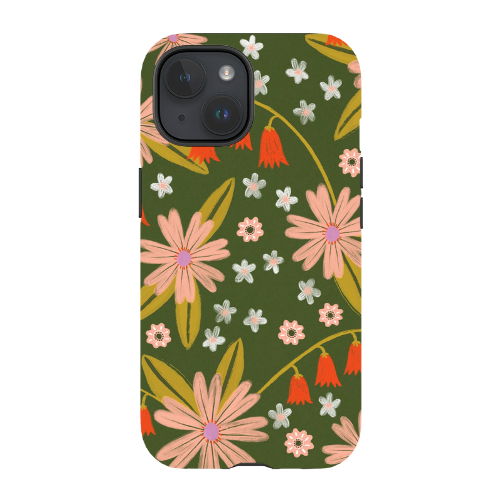 iPhone Tough Case - Red and Green Floral Pattern By Lee Foster Wilson