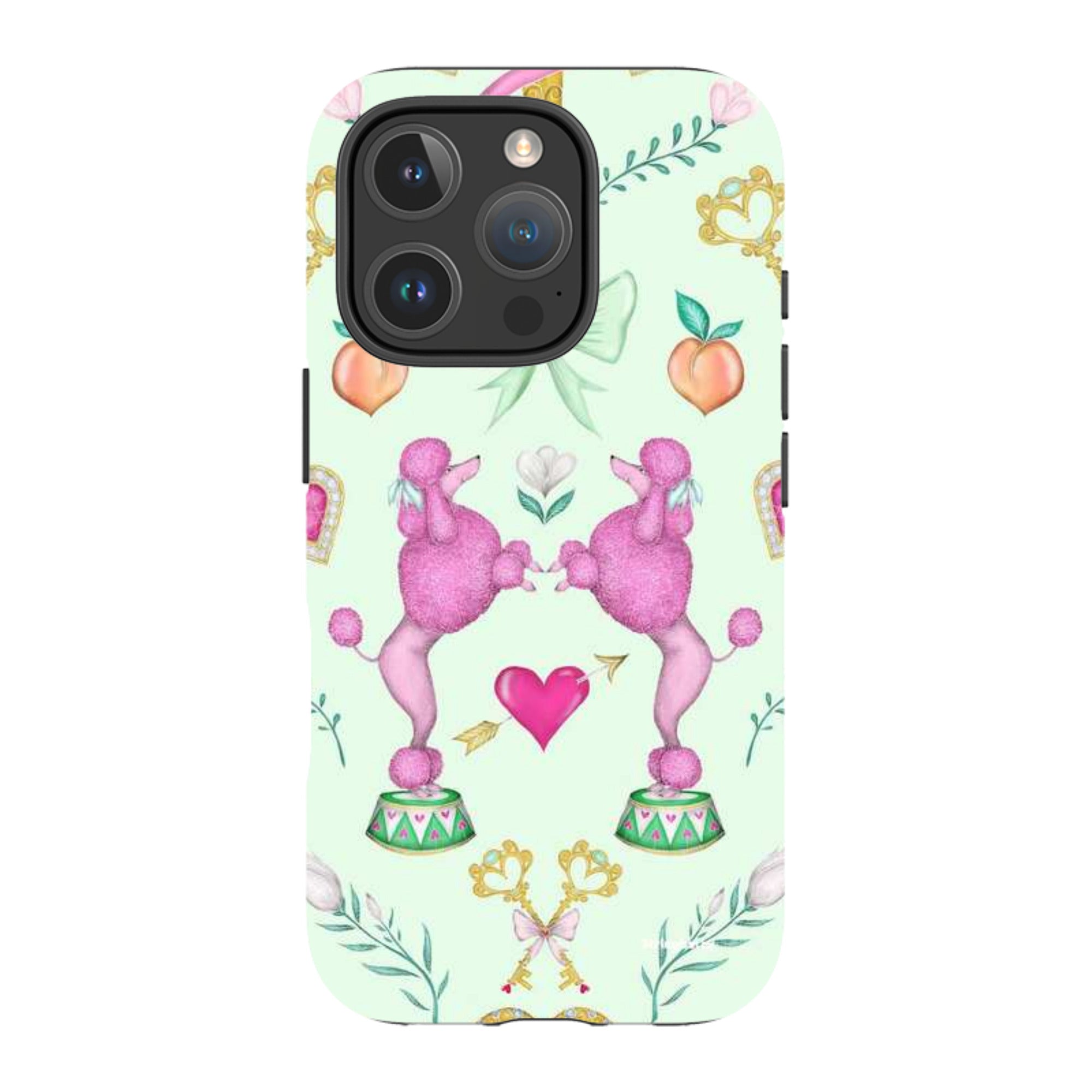 iPhone Tough Case - Pink Poodle Parlour Mint By Catherine Rowe