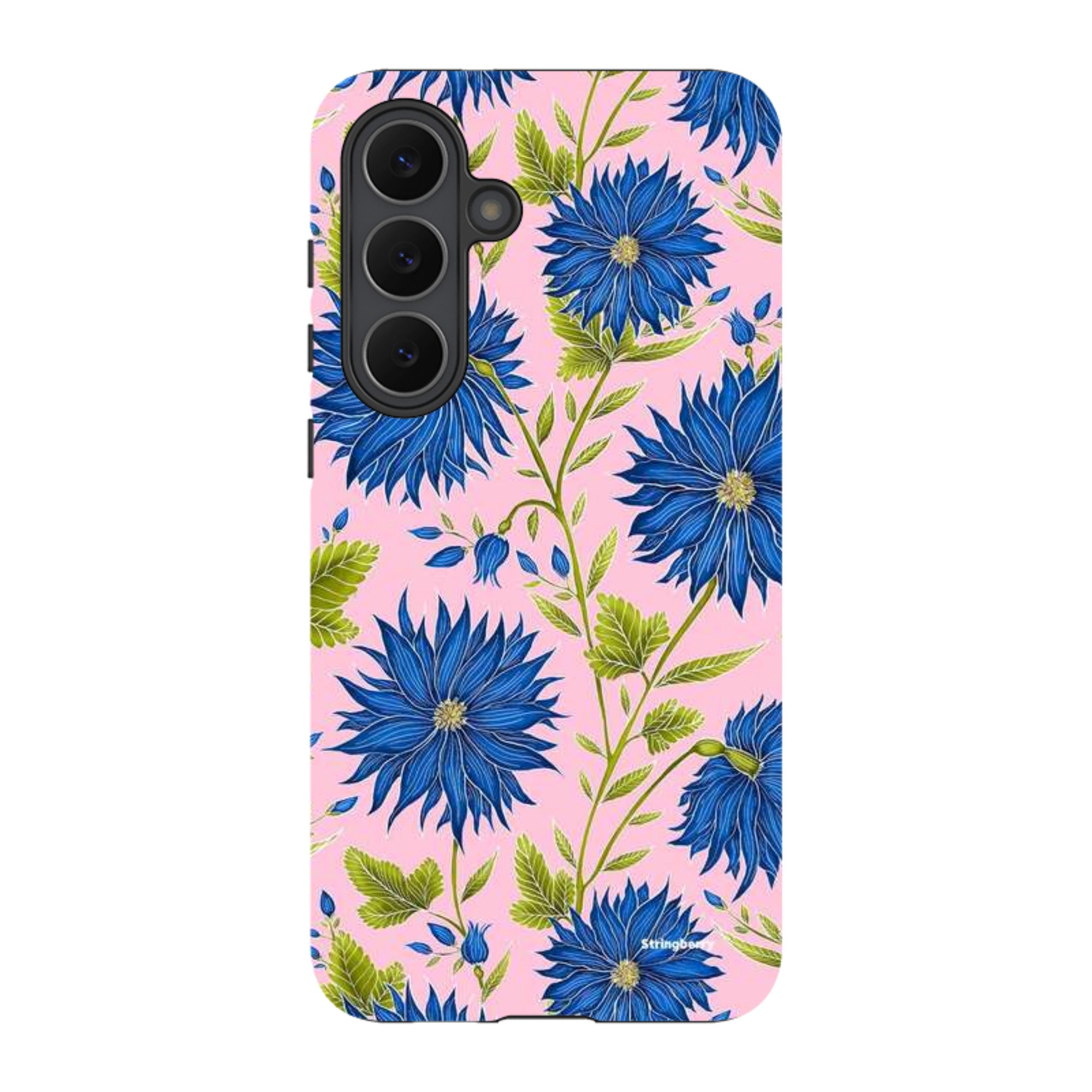 Samsung Tough Case - Blue Flowers Pink By Catherine Rowe