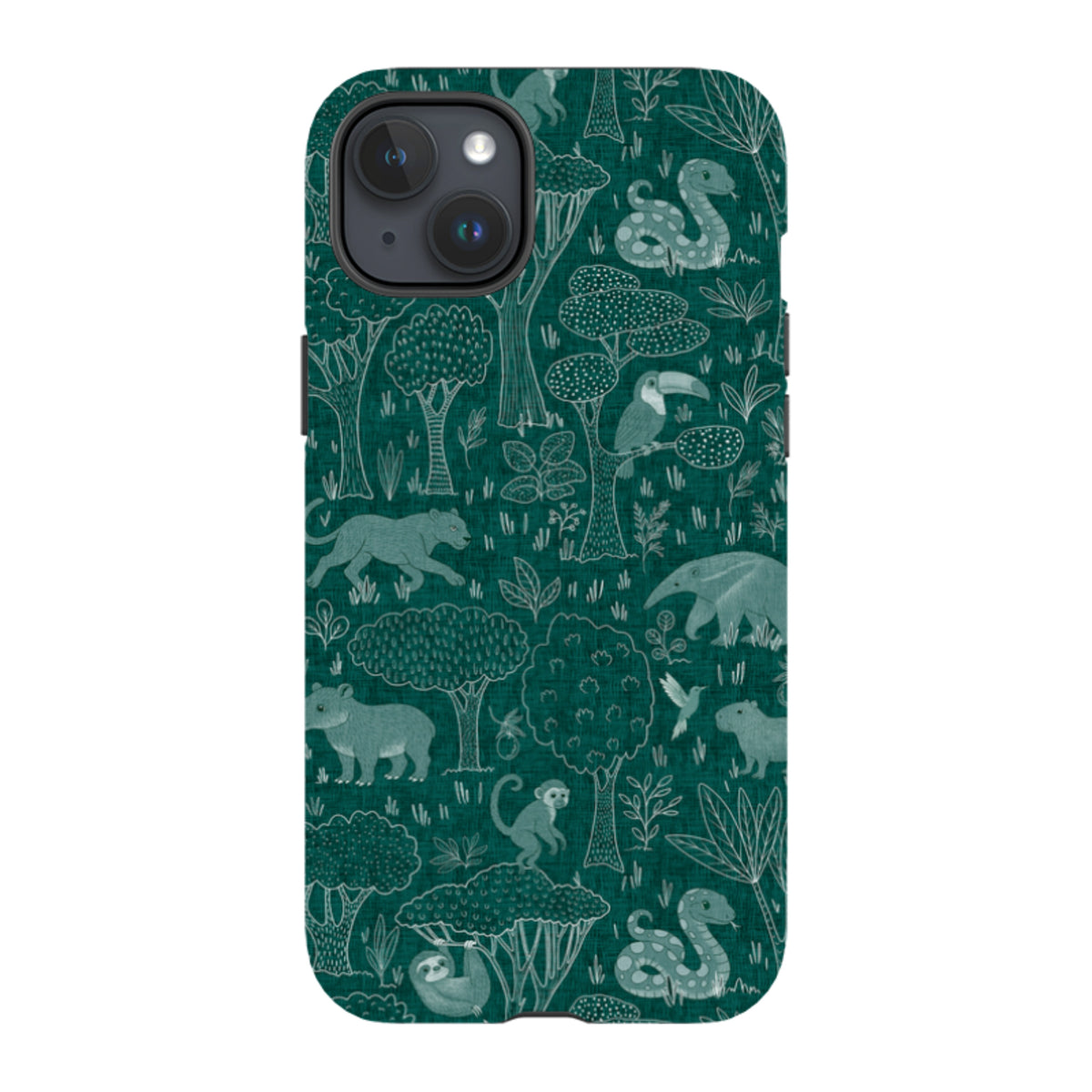 iPhone Tough Case - Tropical Jungle Animals teal By Katherine Quinn