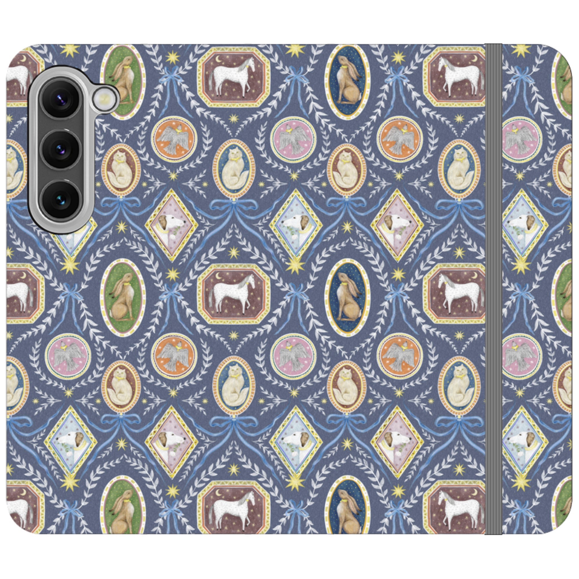Charleston Dusk Blue Wallet Case By Catherine Rowe