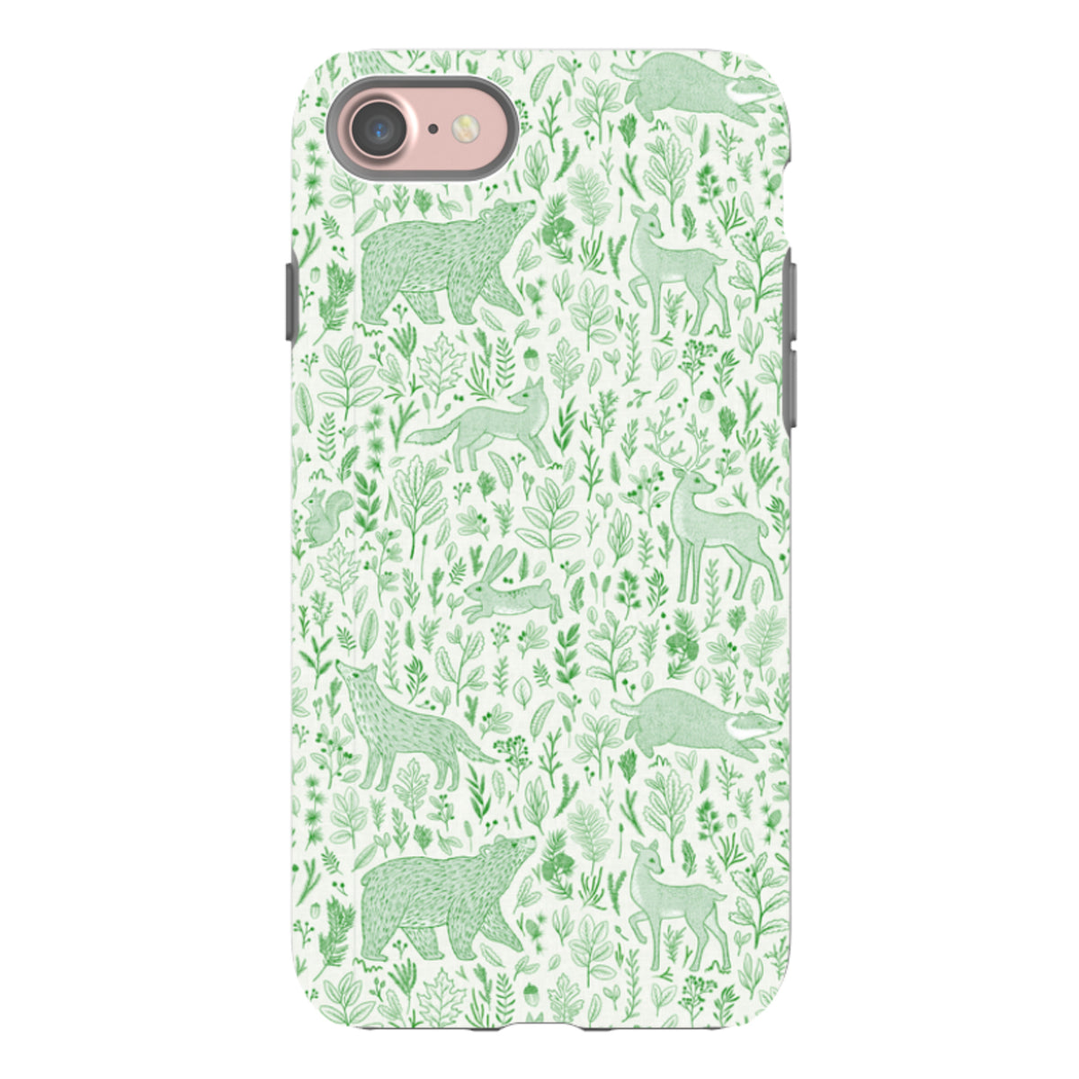 iPhone Tough Case - Forest animals green By Katherine Quinn