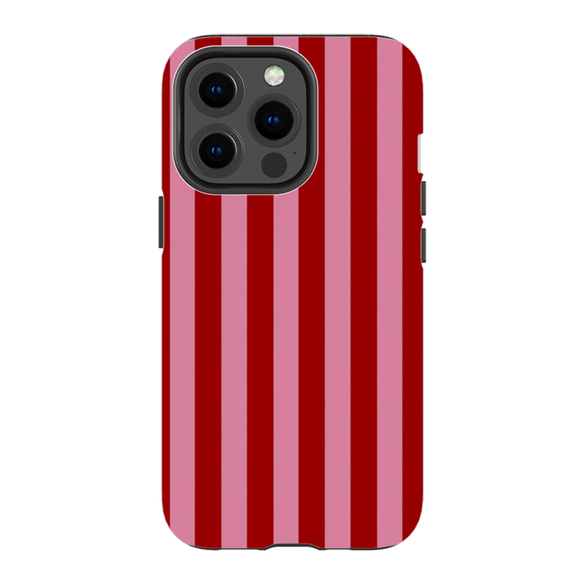 iPhone Tough Case - Burgundy & Pink Stripe