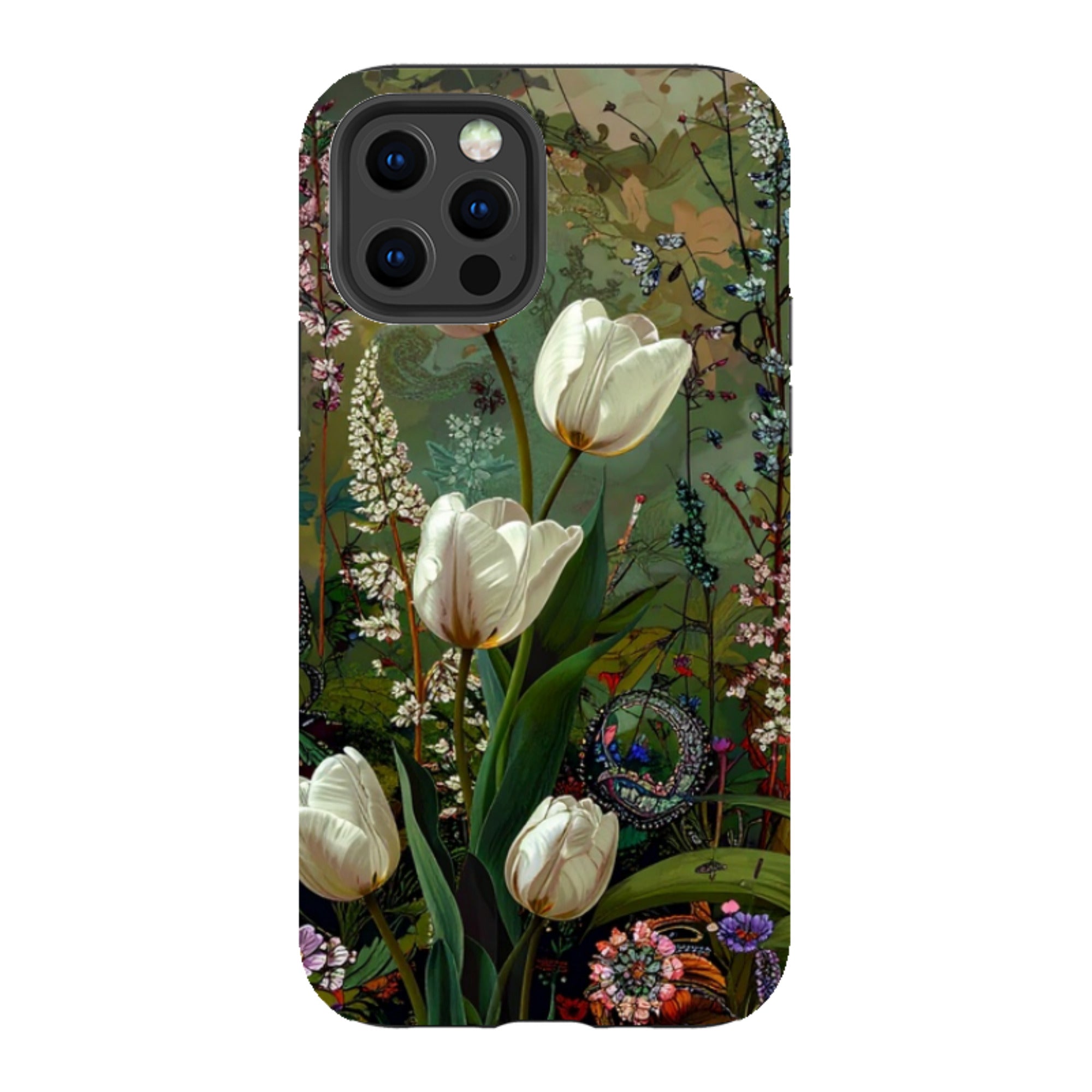 iPhone Tough Case - Green Vyne White Tulips