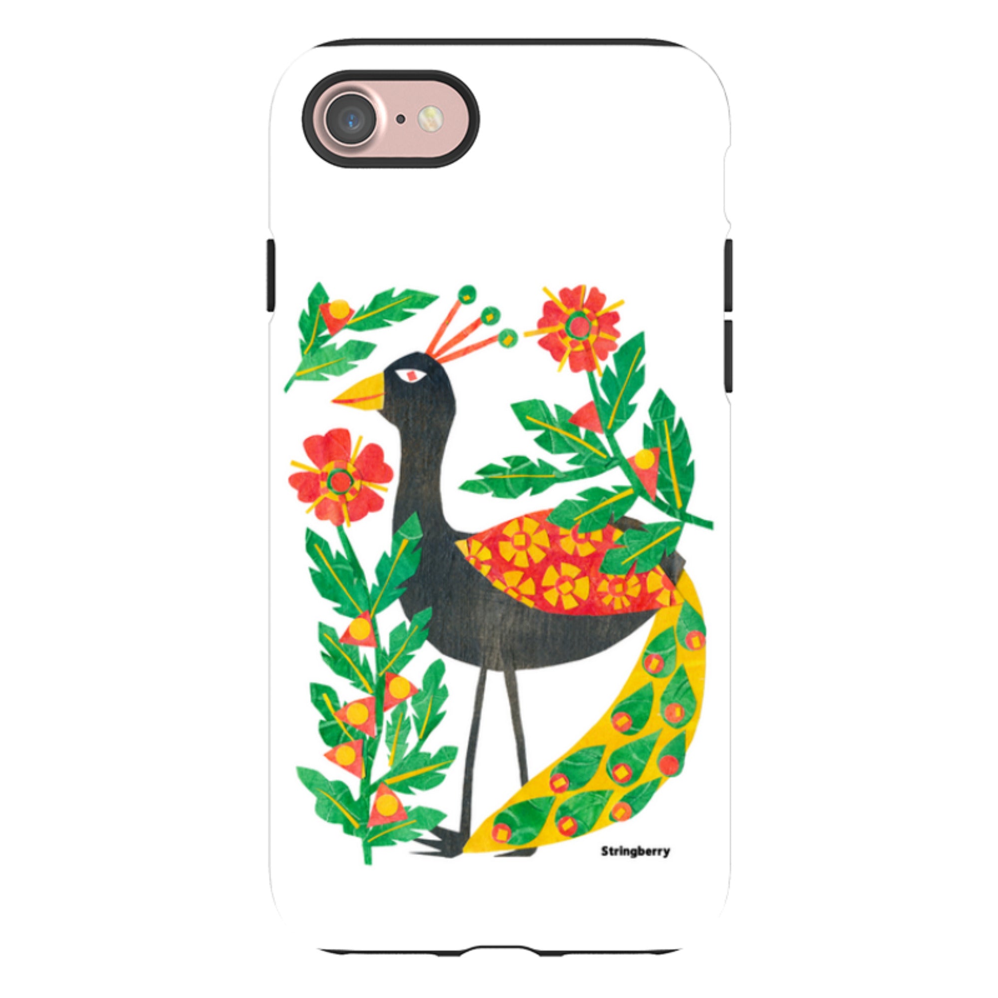 iPhone Tough Case - Folk Floral Peahen By Tracey English