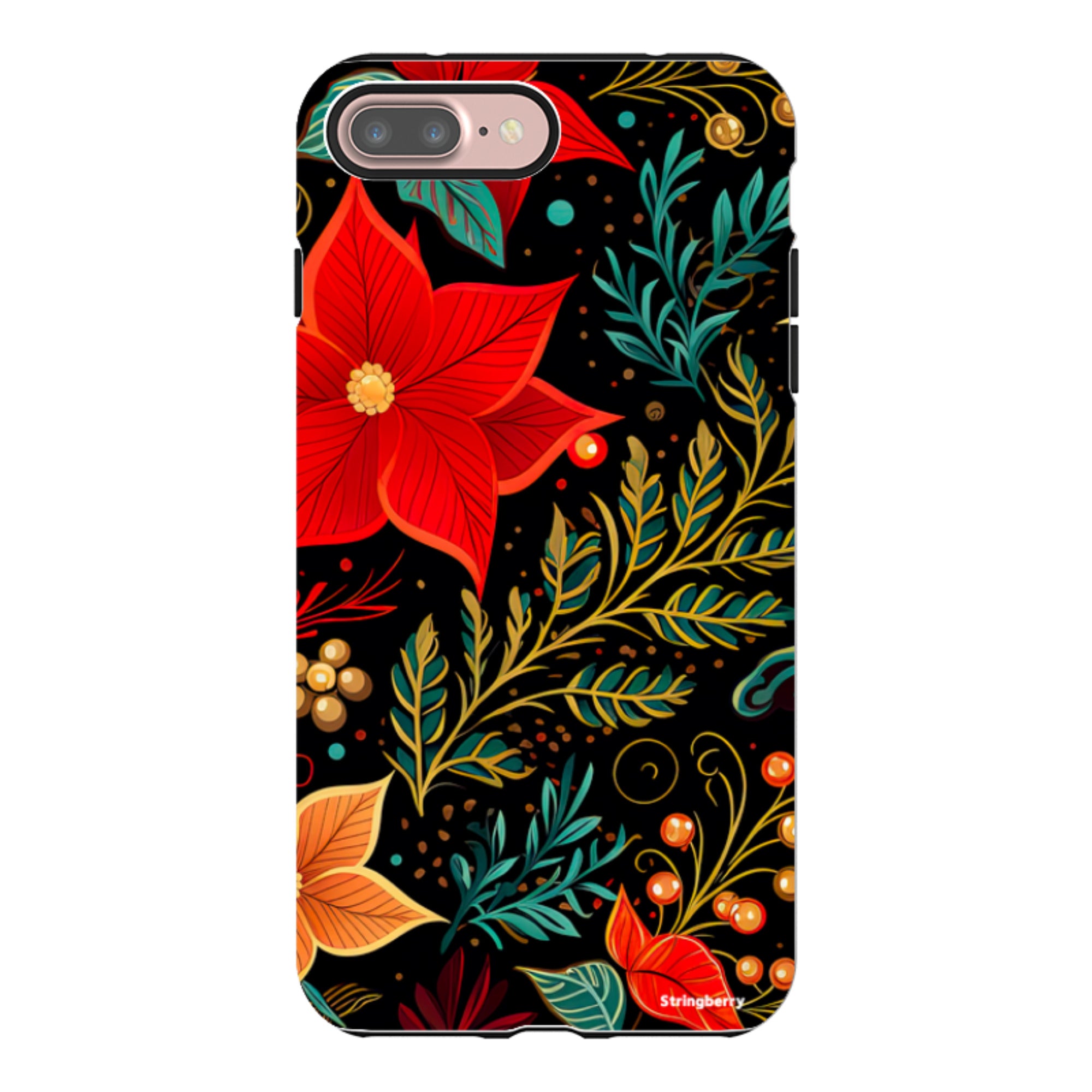 iPhone Tough Case - Red Winter Floral II