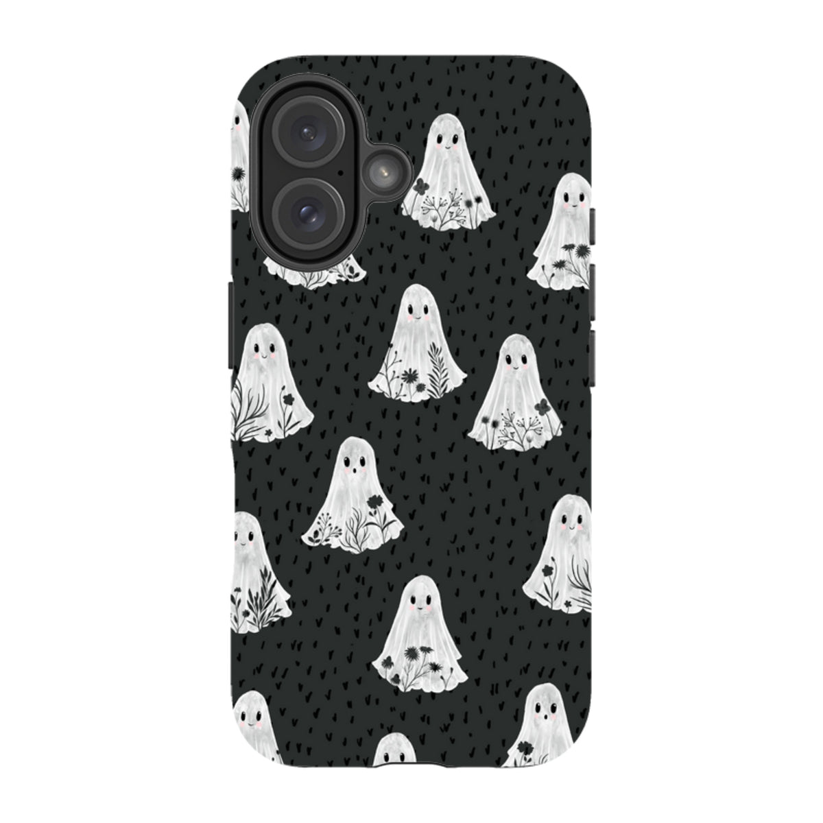 iPhone Tough Case - Floral Ghosts - Charcoal By Katherine Quinn