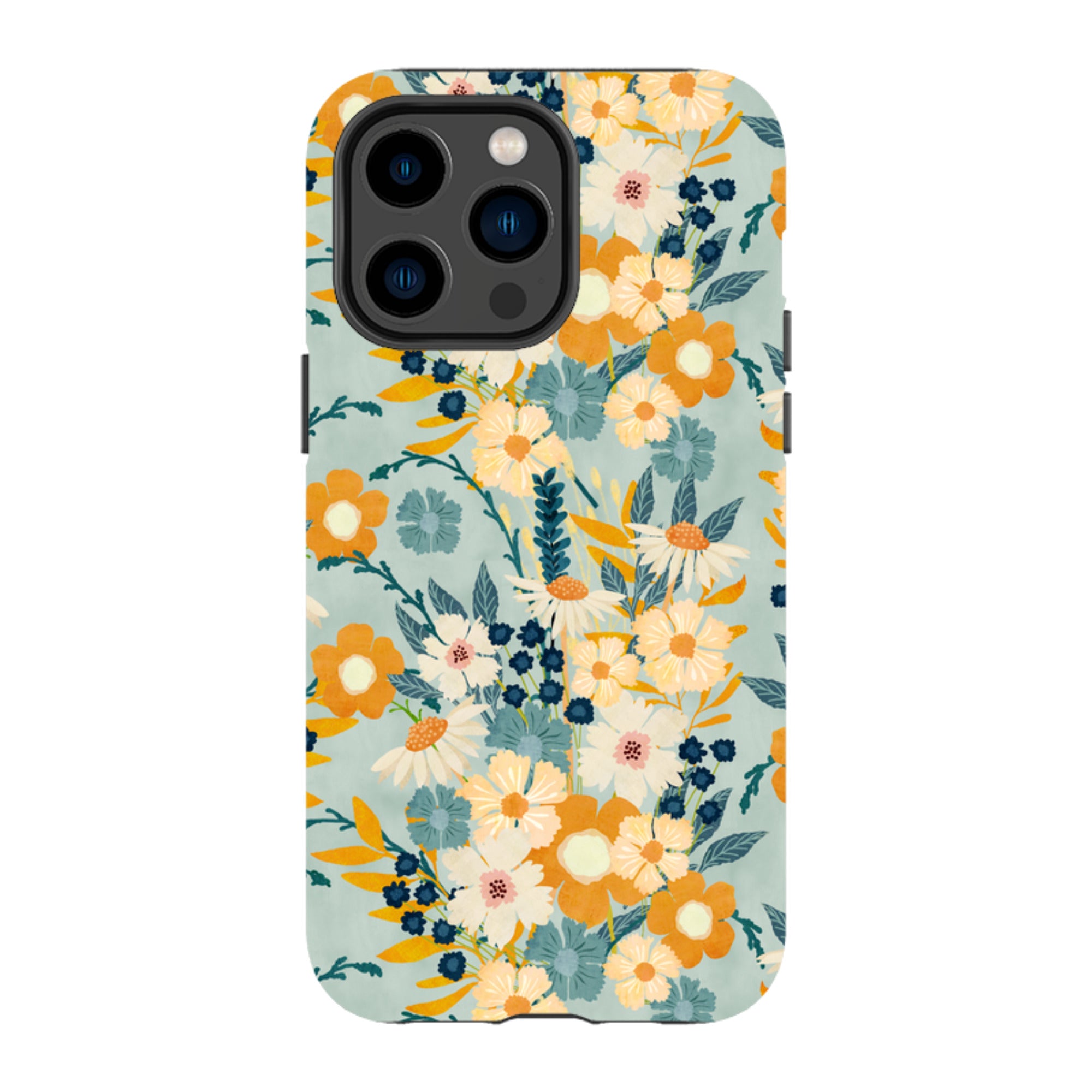 iPhone Tough Case - Yellow And Blue Floral By Katherine Quinn