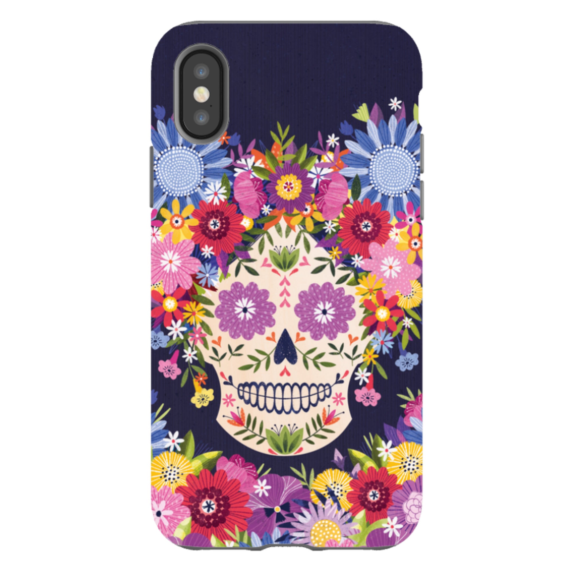 iPhone Tough Case - Sugar Skull Blue By Ali Brookes