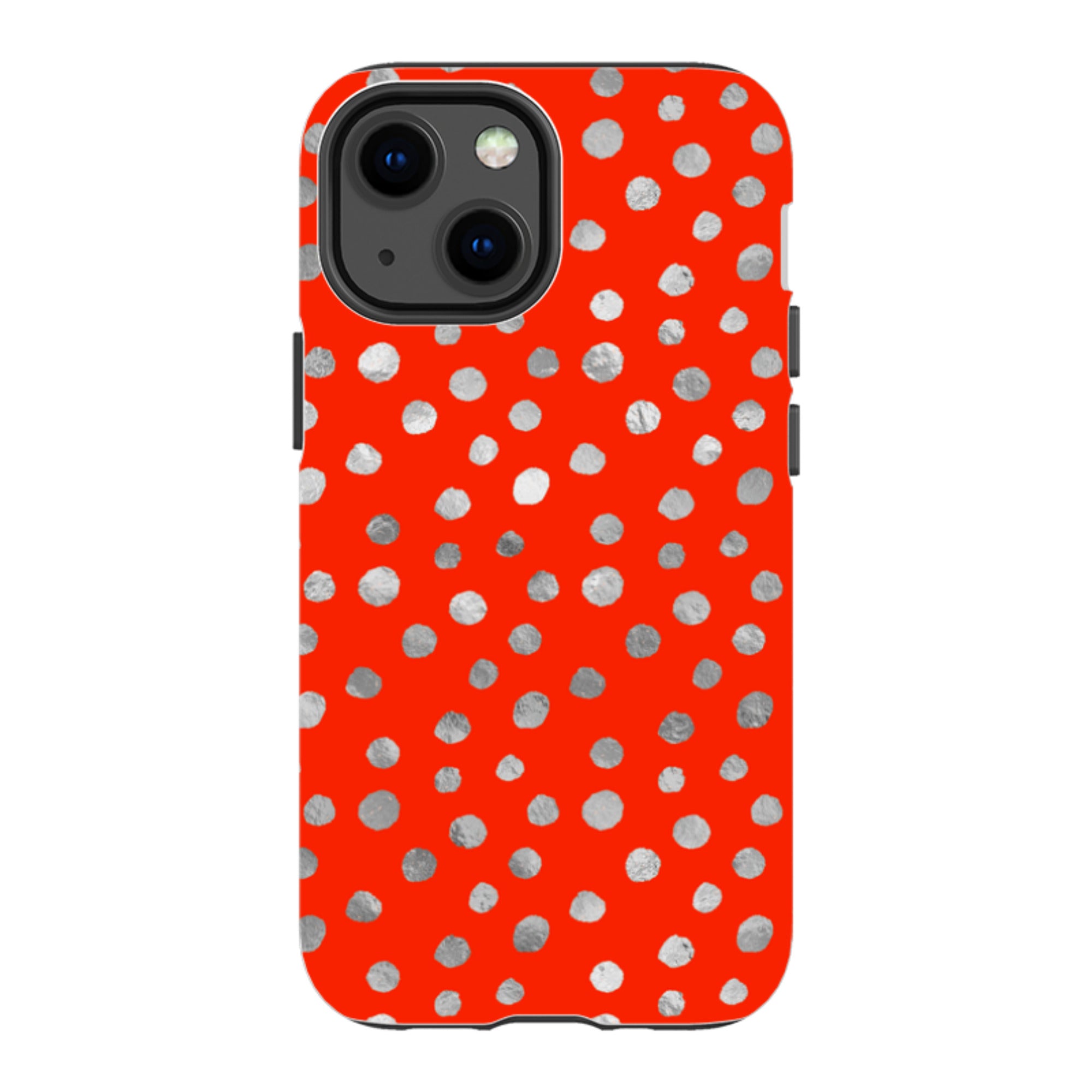 iPhone Tough Case - Red and Silver Dots