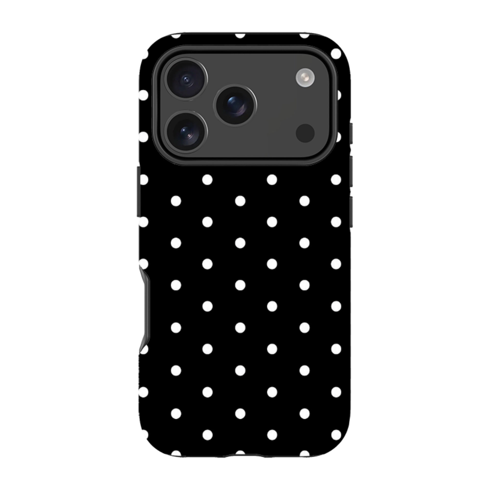 iPhone Tough Case - Black & White Polka Dot
