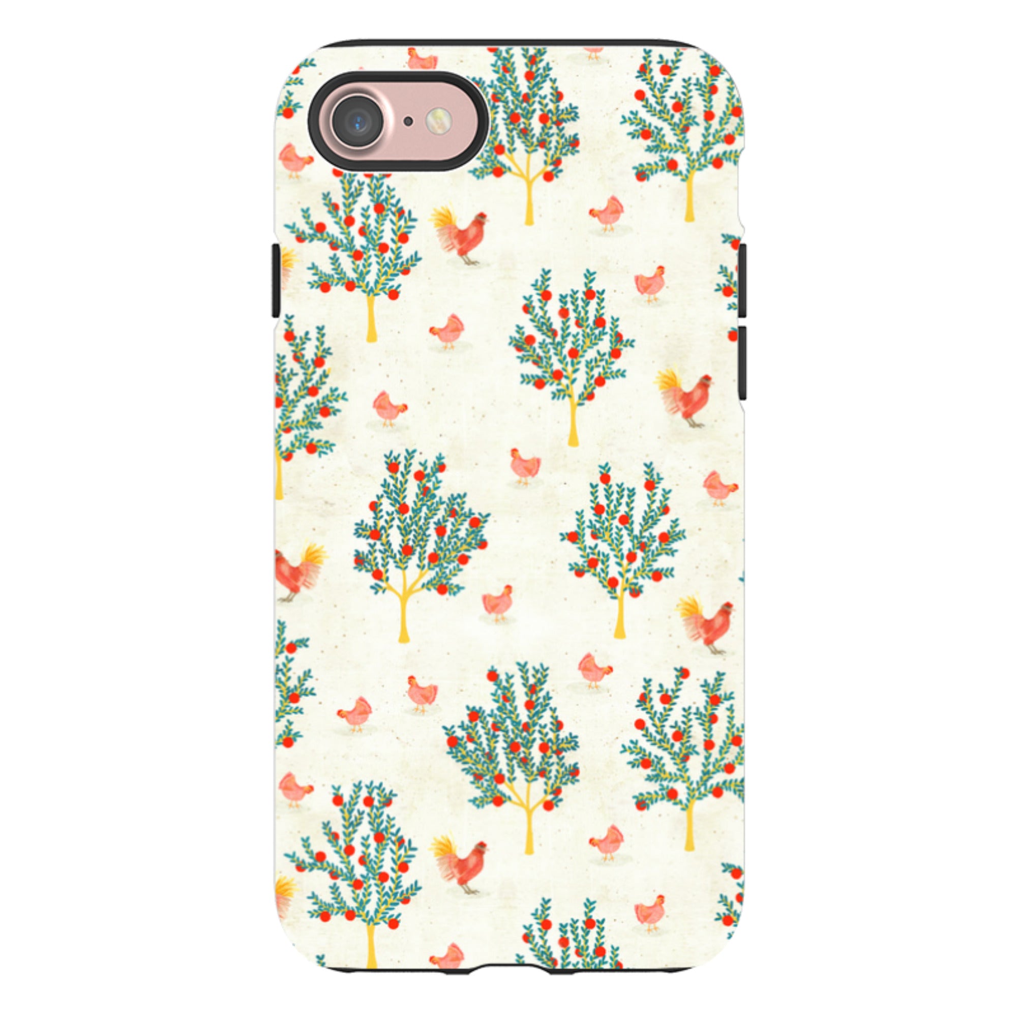iPhone Tough Case - Apple Trees and Chickens Cream By Katherine Quinn