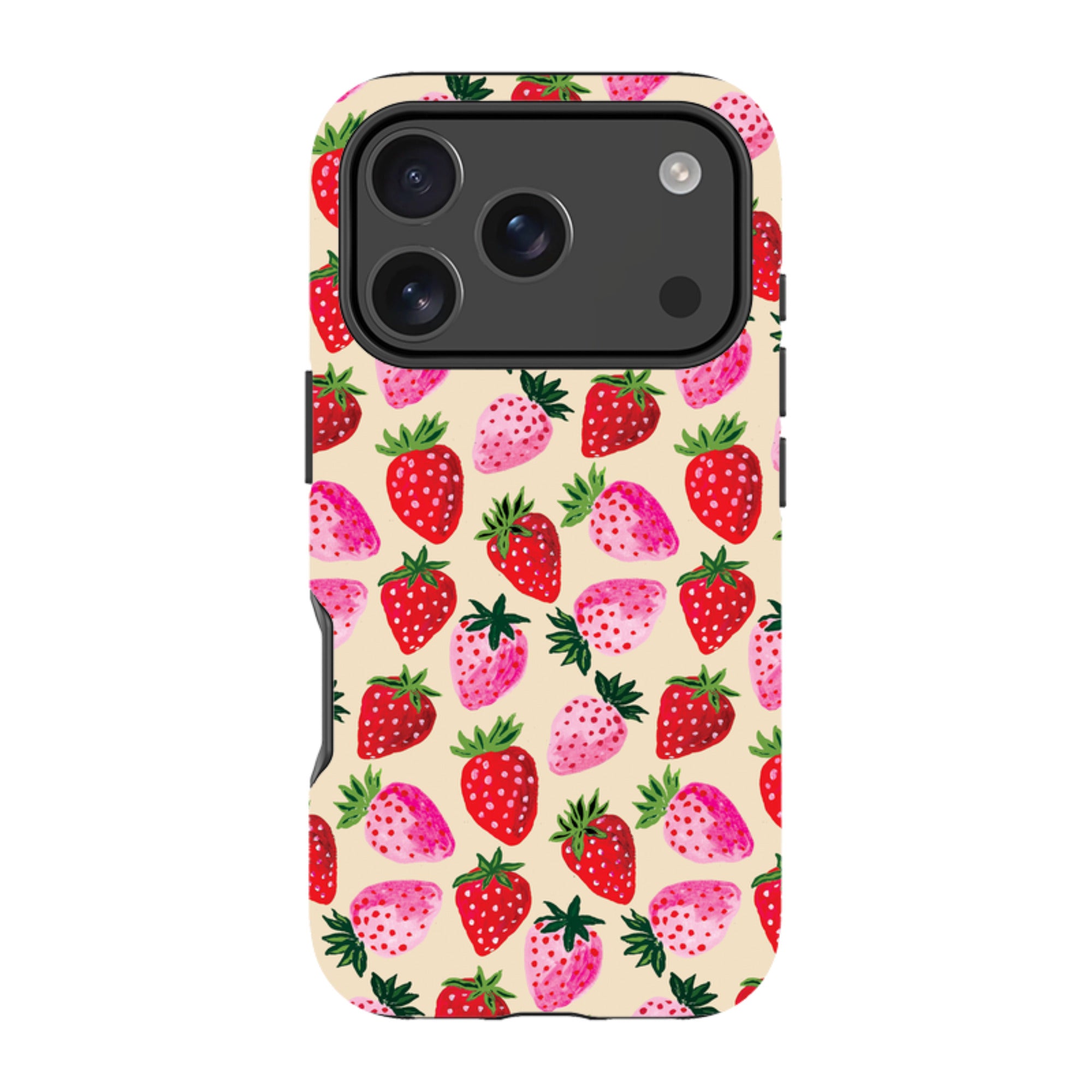 iPhone Tough Case - Strawberry Scatter Cream By Emma Frances Grant
